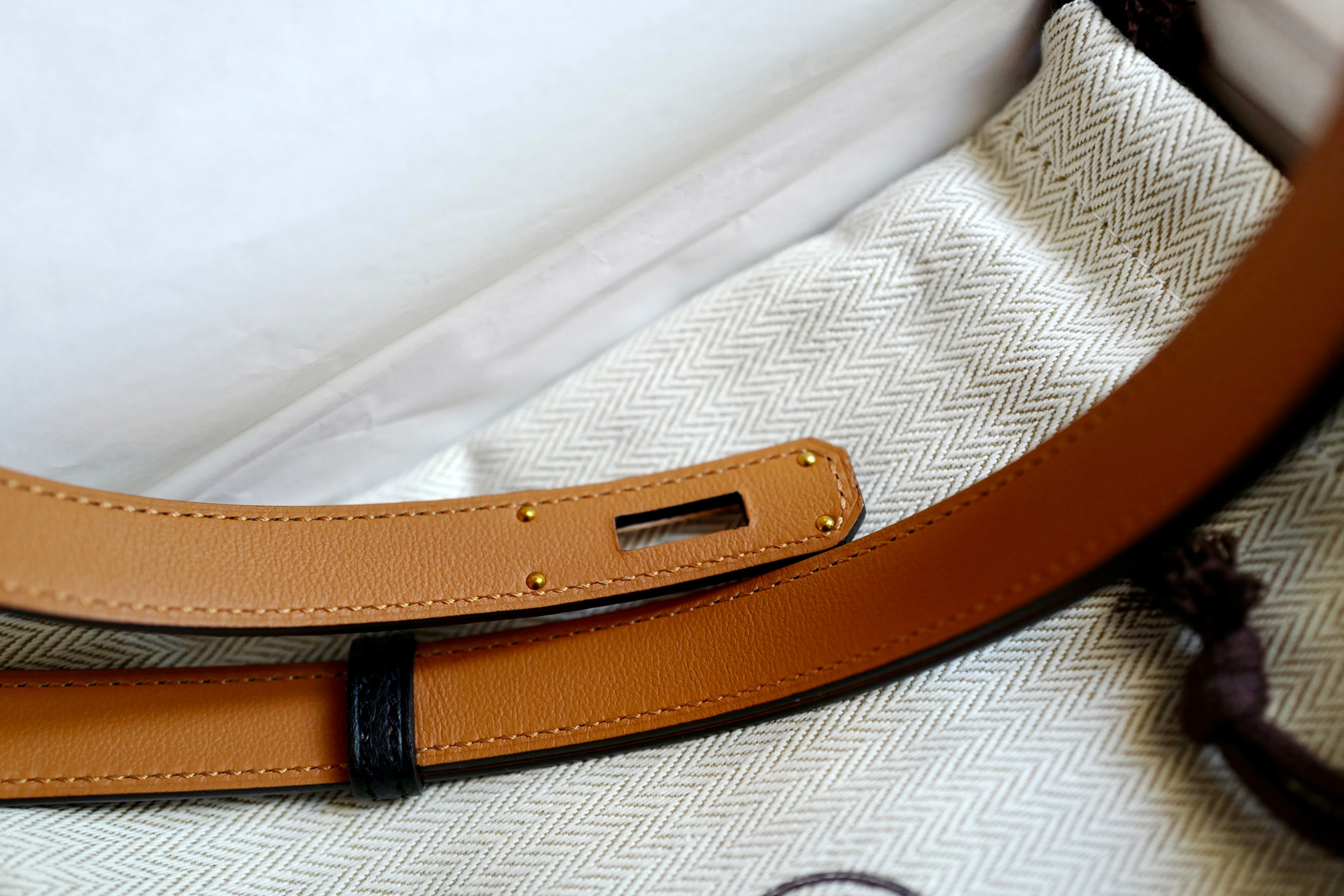 NEW Hermes Kelly Belt 18 Epsom Calfskin Black Rose Gold HW