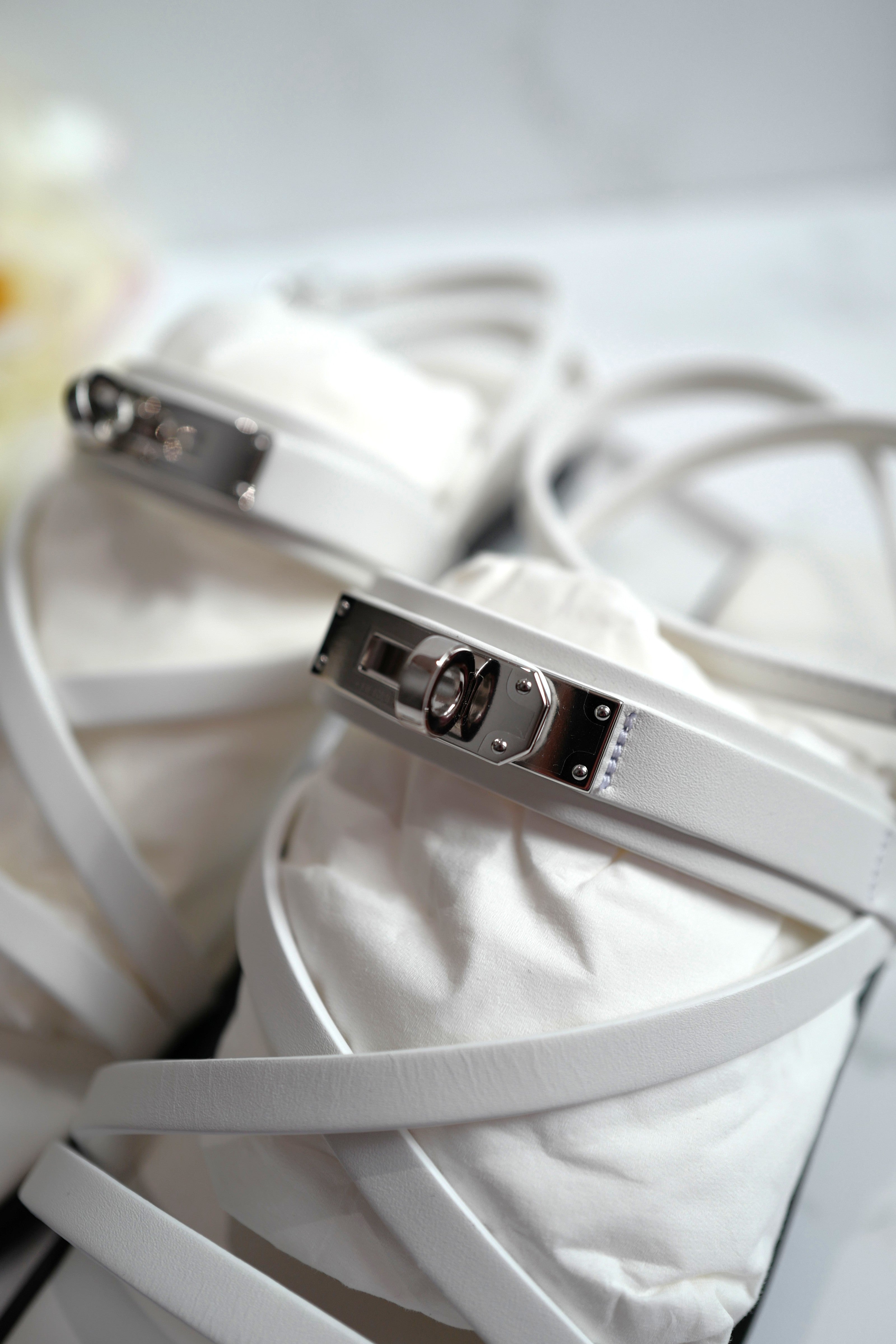 BNIB Hermes Women's June Sandal WHITE CALF 38.5