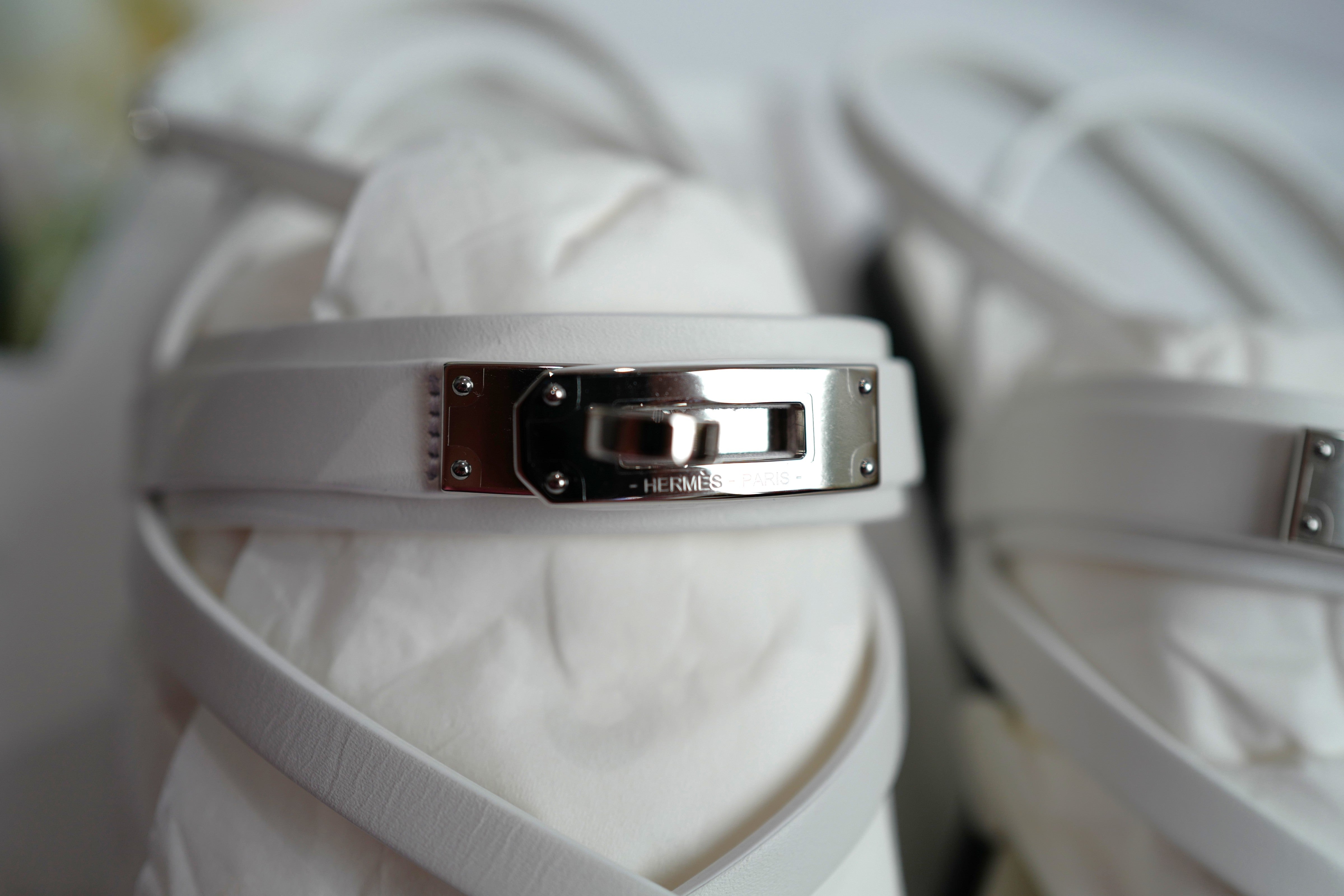 BNIB Hermes Women's June Sandal WHITE CALF 38.5