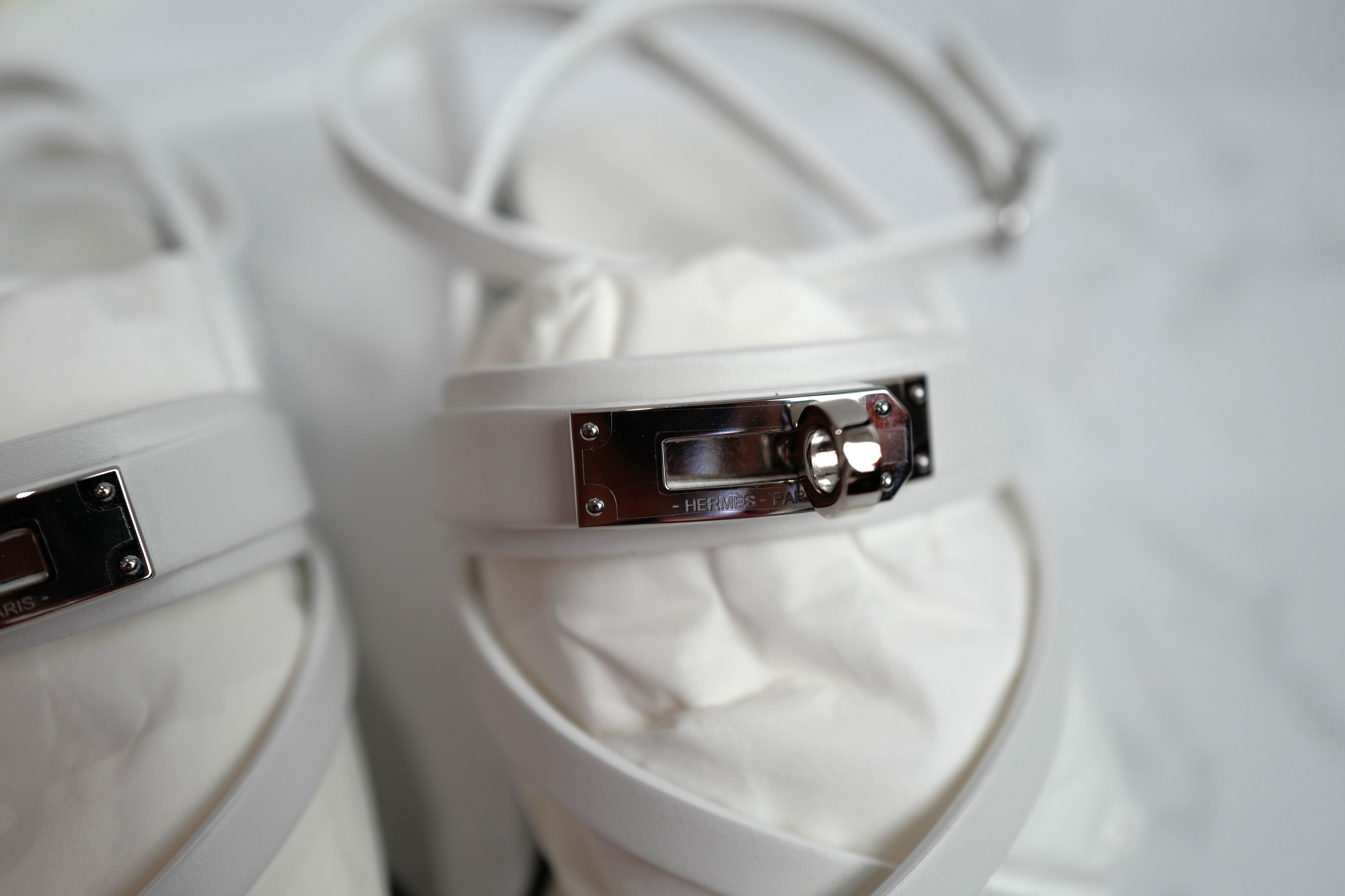 BNIB Hermes Women's June Sandal WHITE CALF 38.5