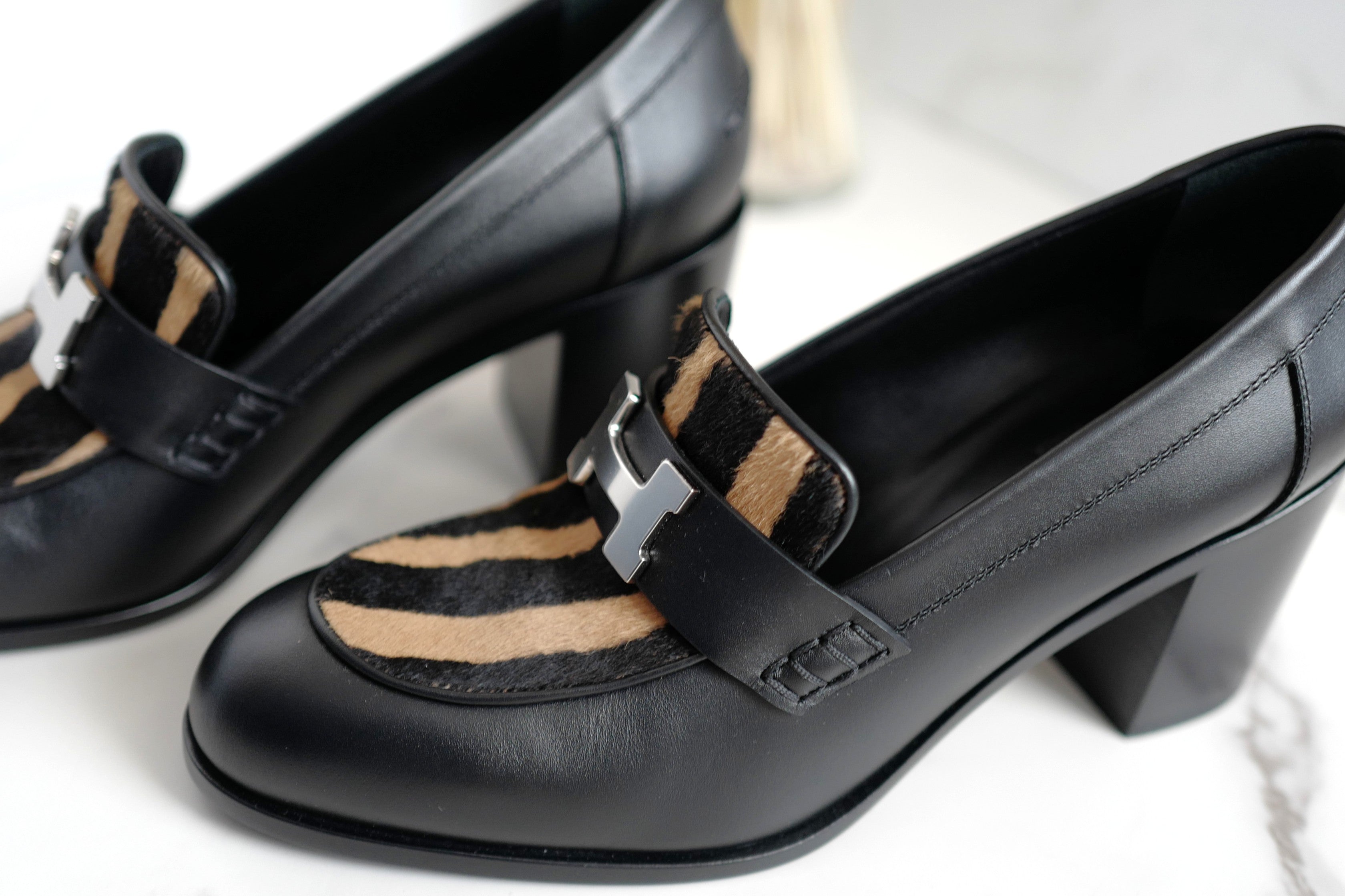 BNIB Hermes Mocassins Dauphine 70 w/ Leopard Detail Size 39
