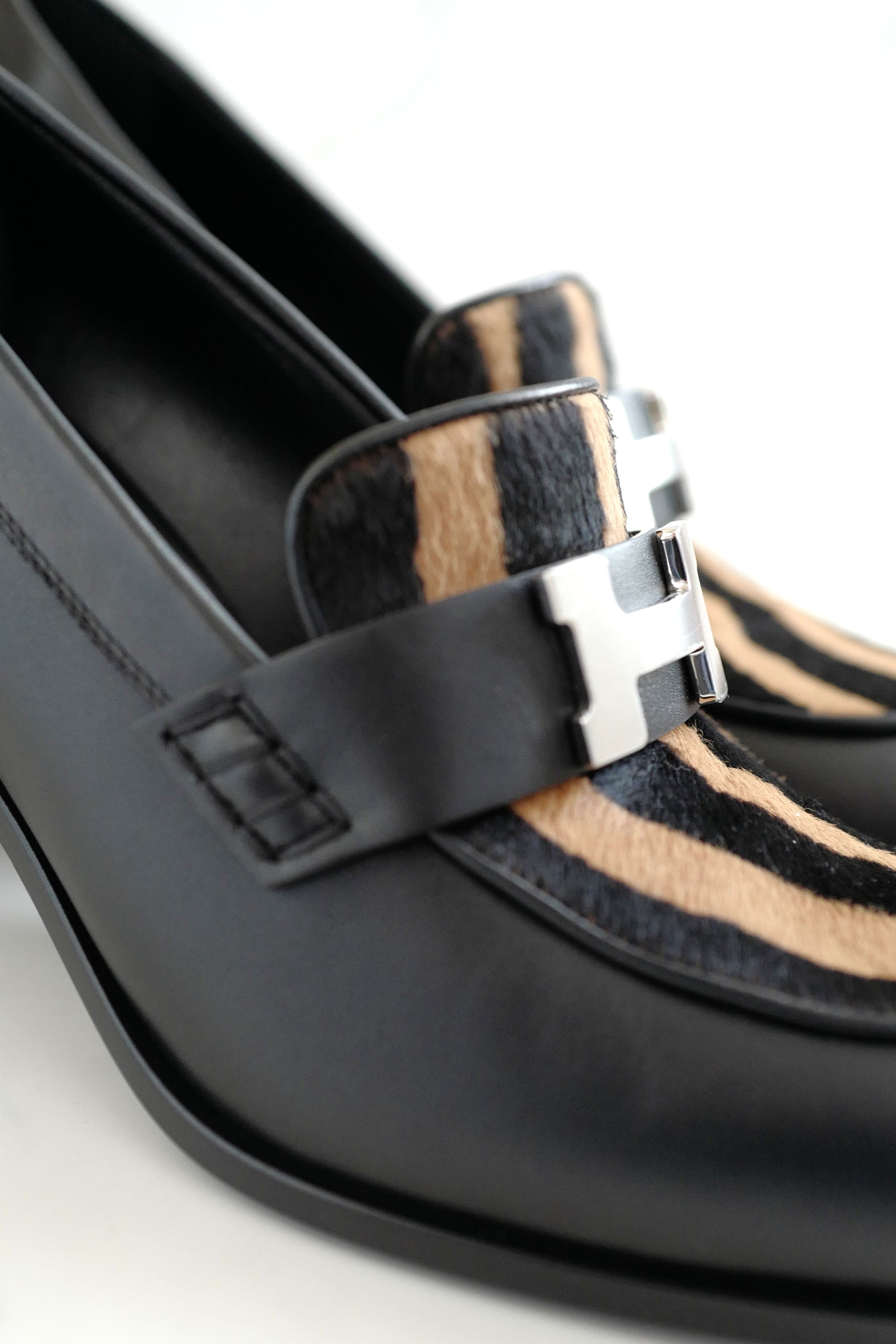 BNIB Hermes Mocassins Dauphine 70 w/ Leopard Detail Size 39
