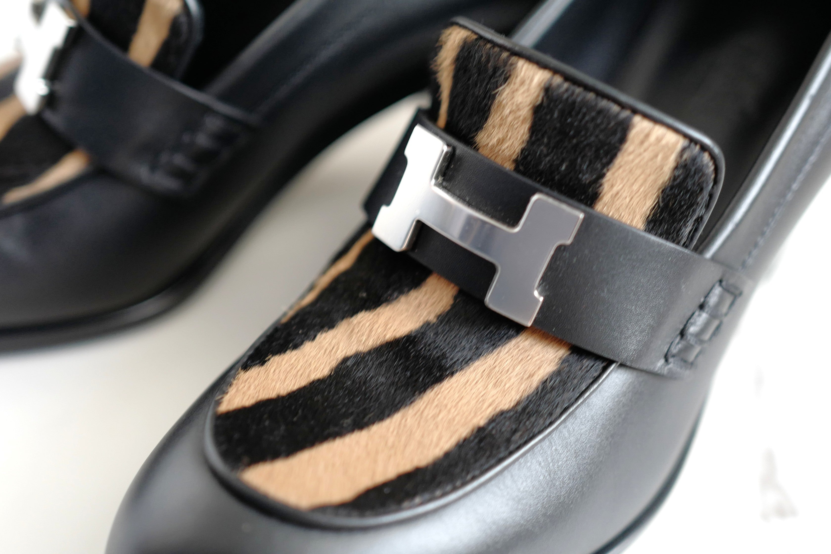 BNIB Hermes Mocassins Dauphine 70 w/ Leopard Detail Size 39