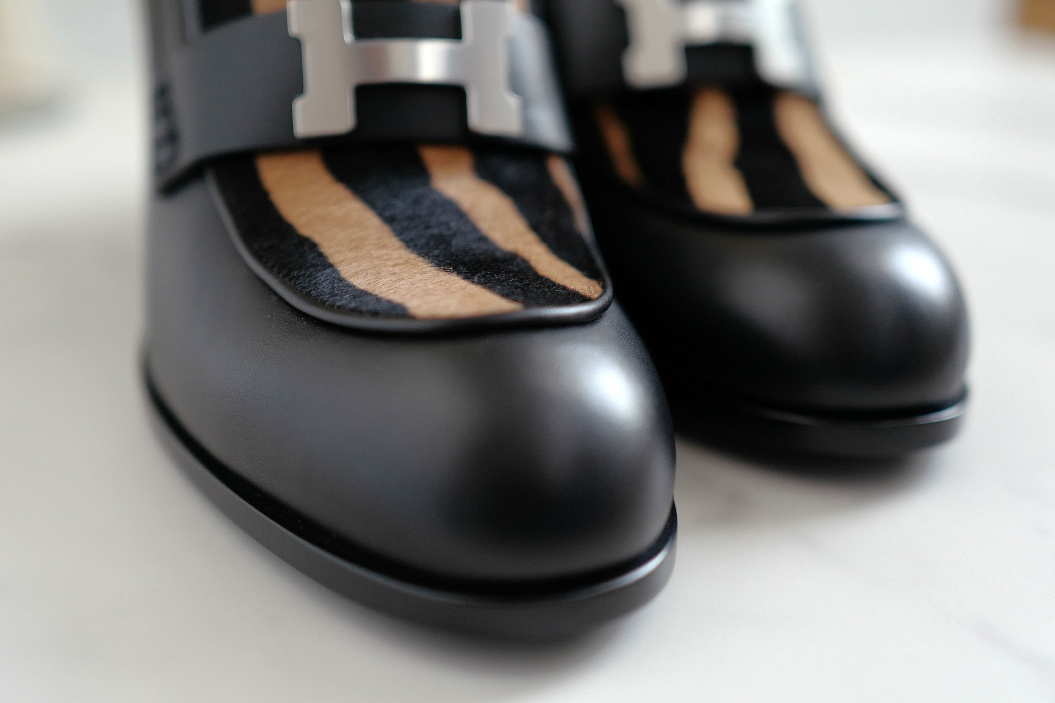 BNIB Hermes Mocassins Dauphine 70 w/ Leopard Detail Size 39