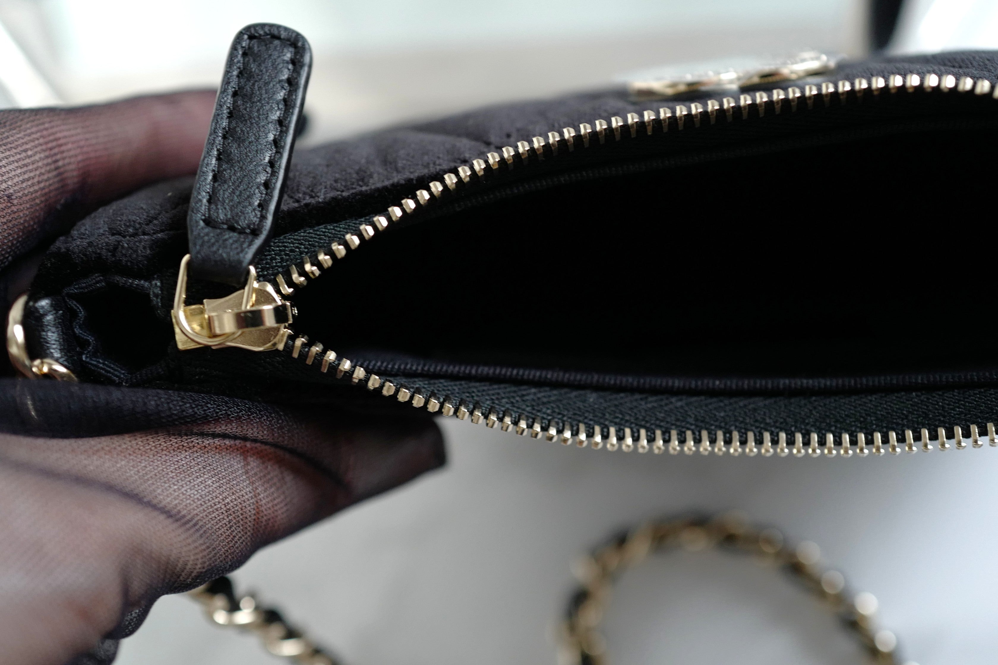 BNIB Chanel Half Moon Bag in Suede/Velvet with Crystal CC Black with Chain