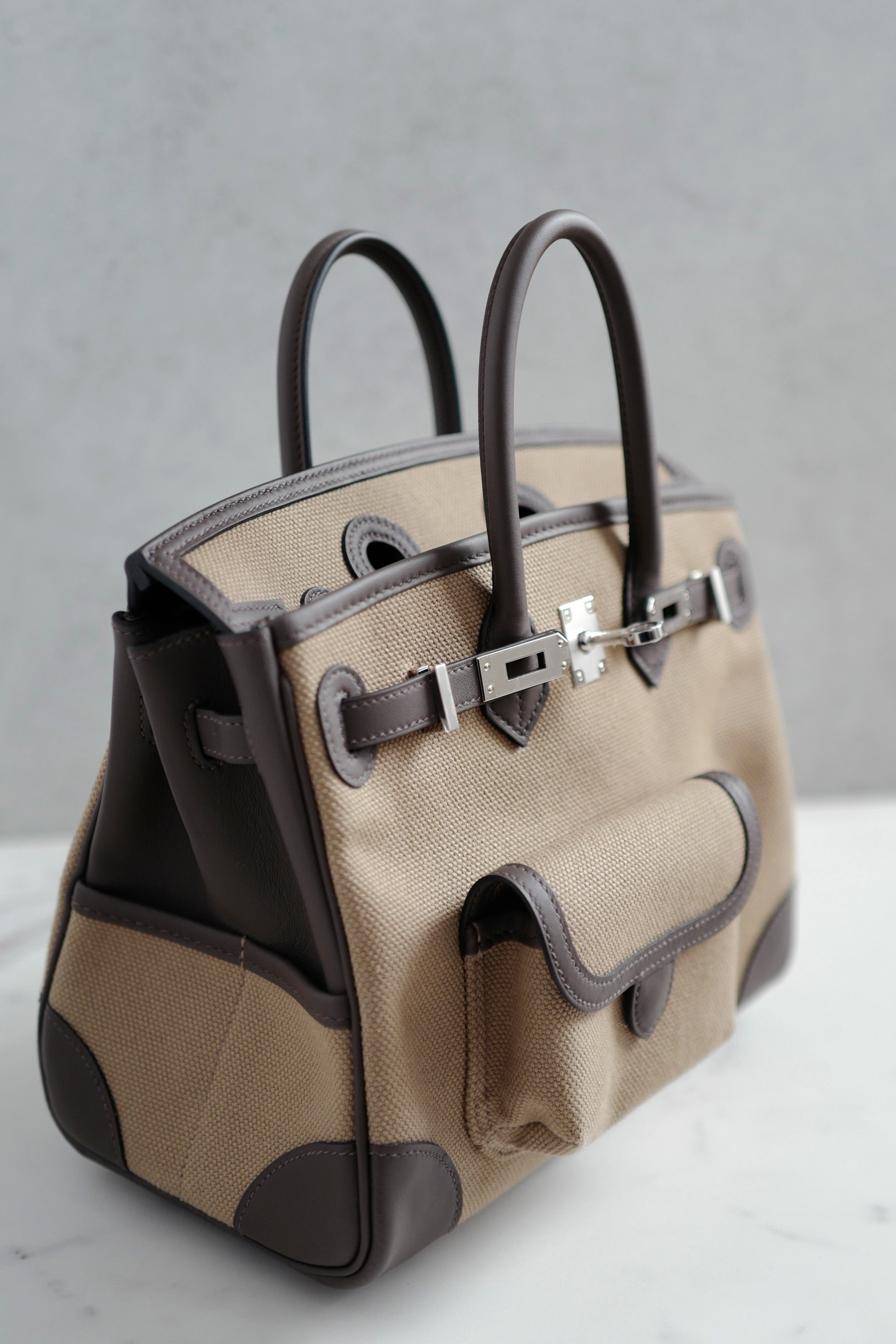 BNIB HERMÈS Birkin Cargo 25 Ecorce/Mousse Canvas with Palladium HW K Stamp 2025