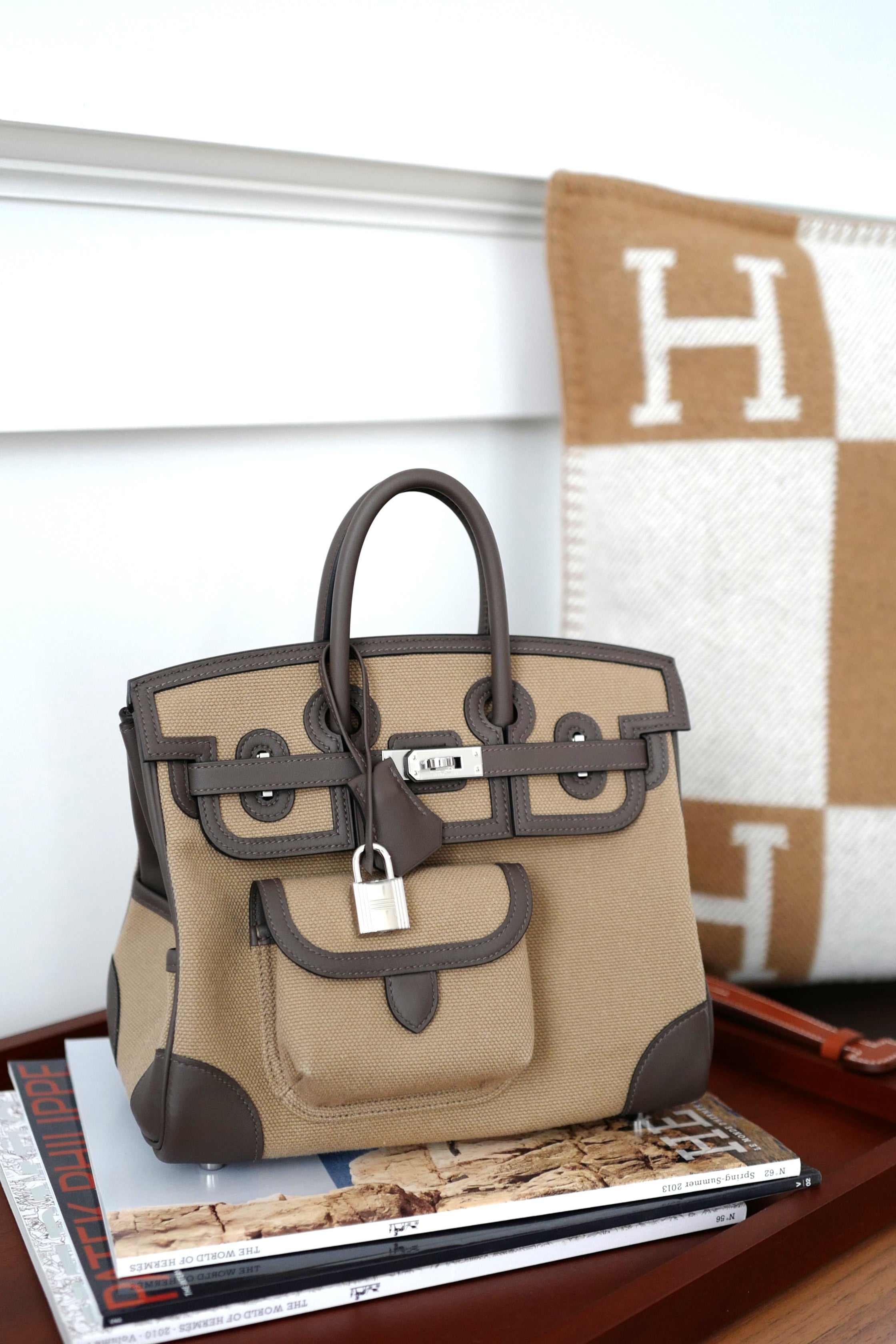 BNIB HERMÈS Birkin Cargo 25 Ecorce/Mousse Canvas with Palladium HW K Stamp 2025