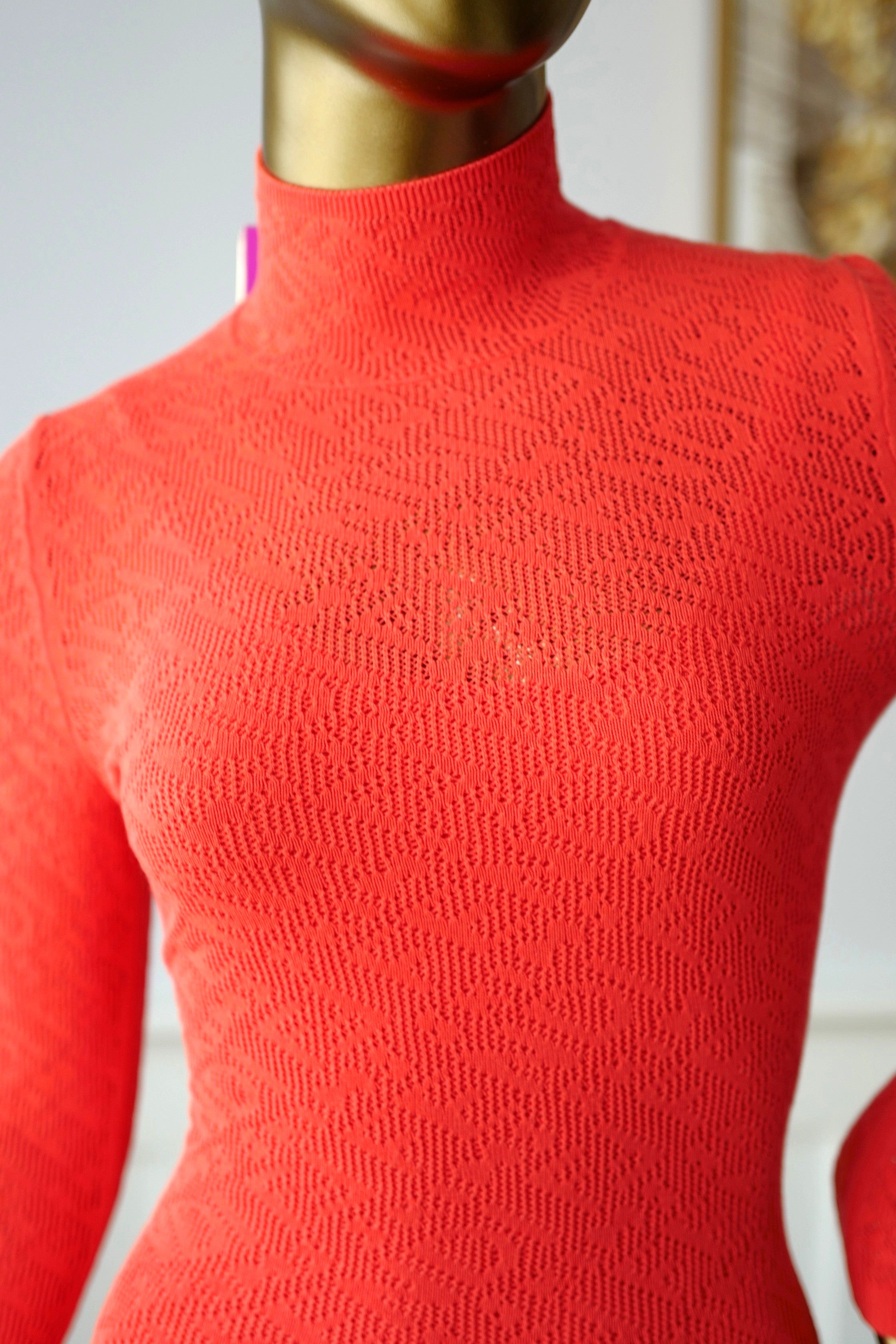 Fendi Mesh Print Logo Dress in Coral size 36 Limited Edition NEW