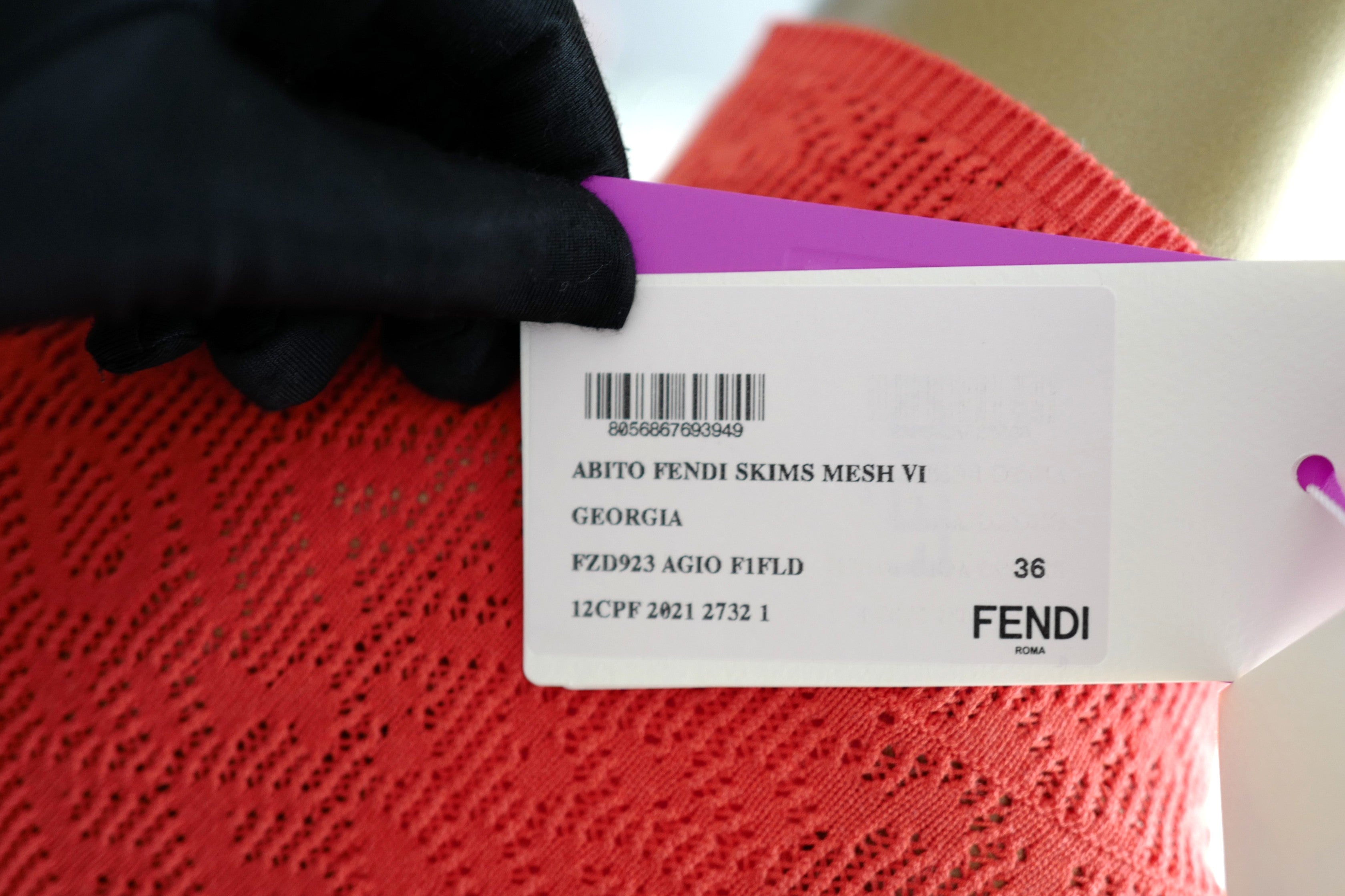 Fendi Mesh Print Logo Dress in Coral size 36 Limited Edition NEW