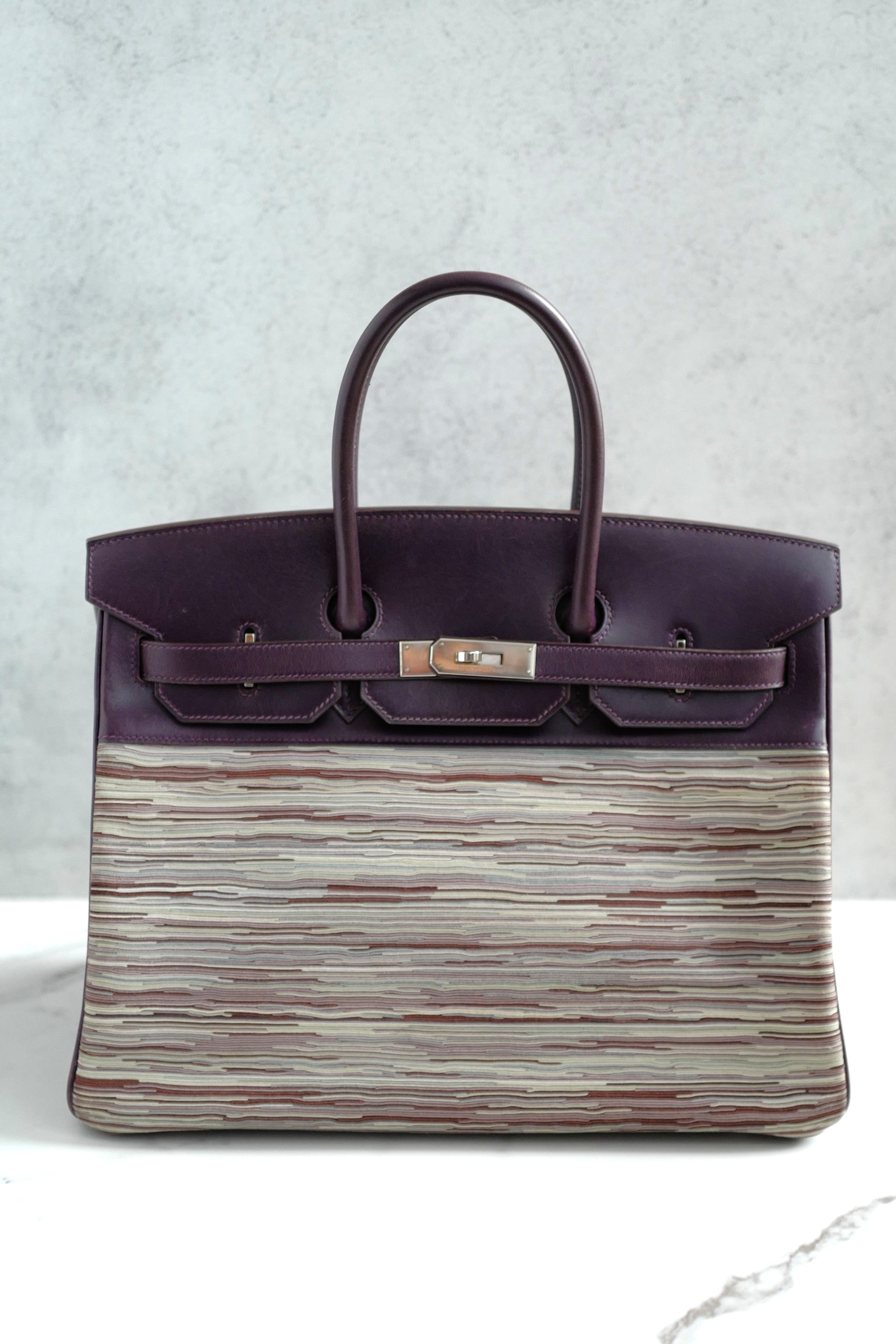 Preowned Hermes Birkin 35 Vibrato Raisin With Palladium HW Limited Edition
