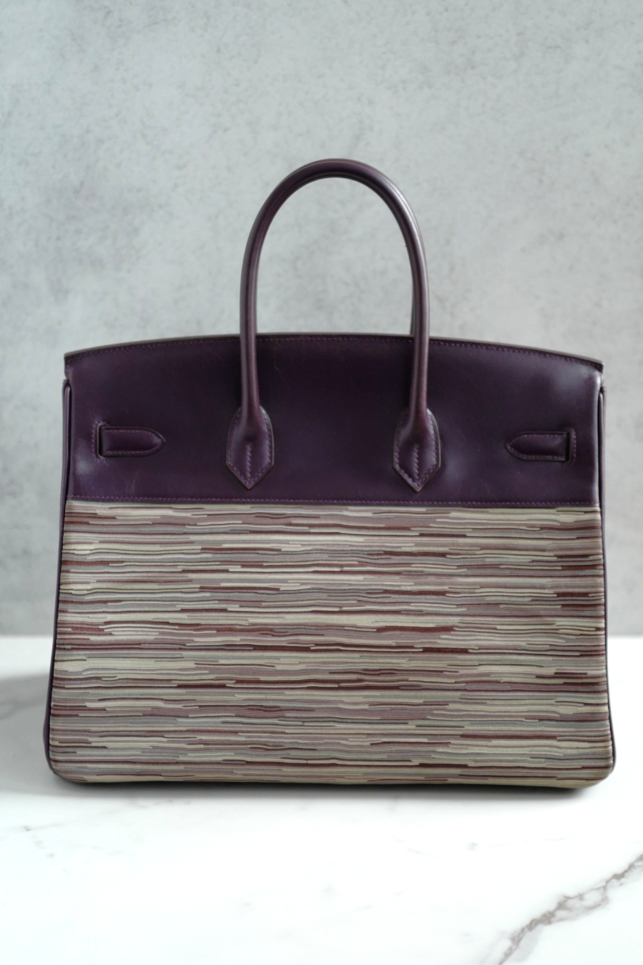 Preowned Hermes Birkin 35 Vibrato Raisin With Palladium HW Limited Edition