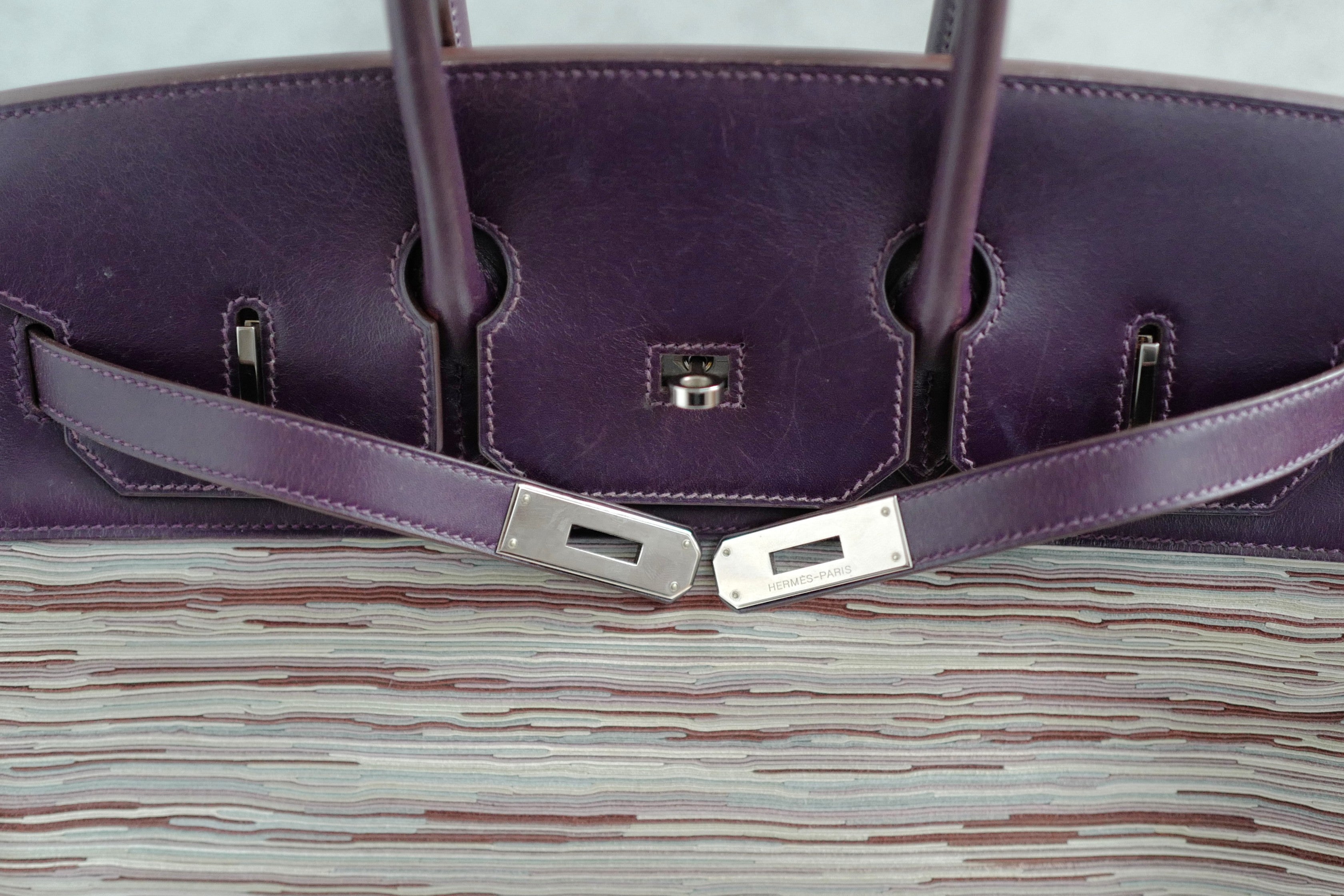 Preowned Hermes Birkin 35 Vibrato Raisin With Palladium HW Limited Edition