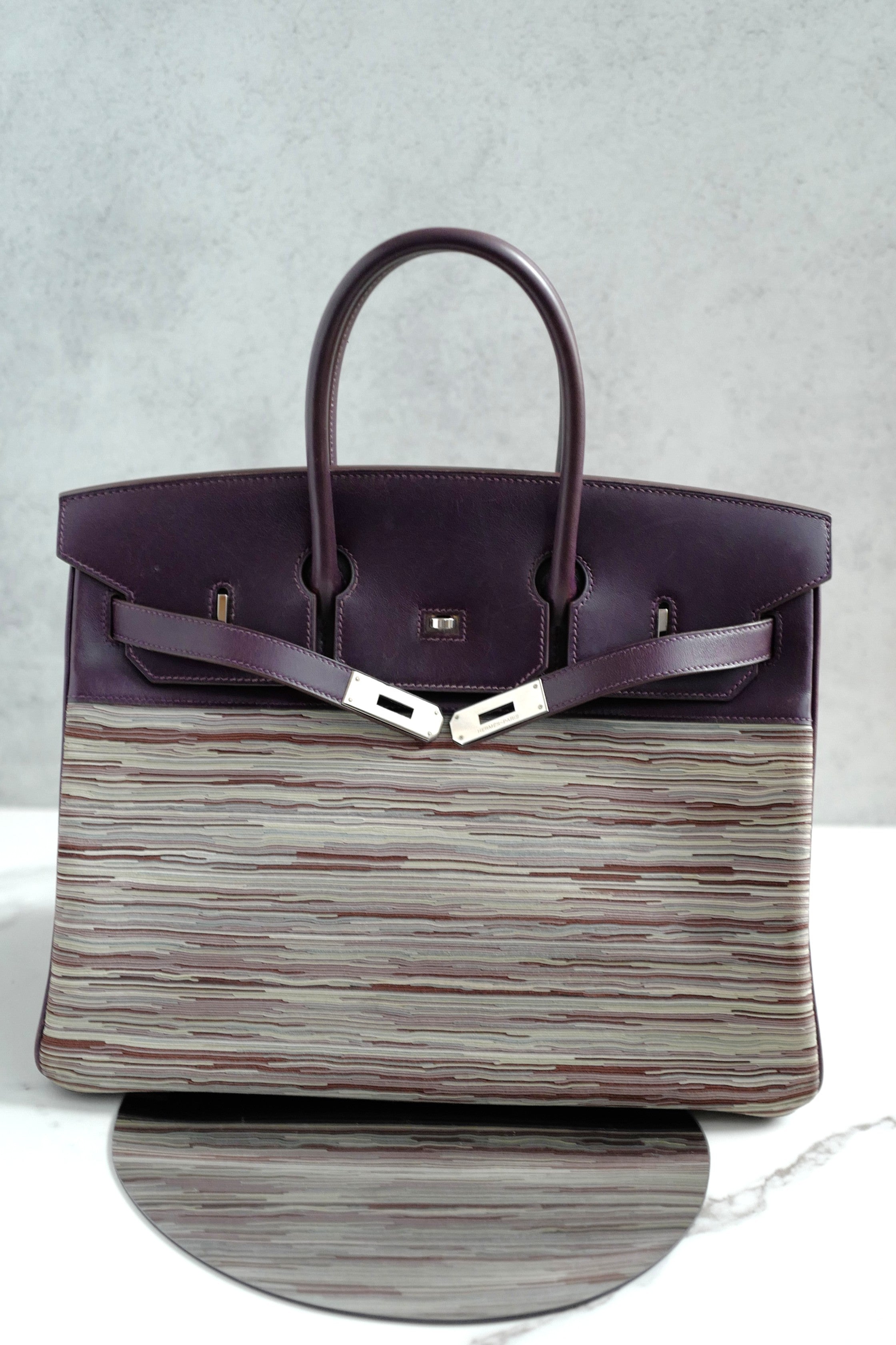 Preowned Hermes Birkin 35 Vibrato Raisin With Palladium HW Limited Edition