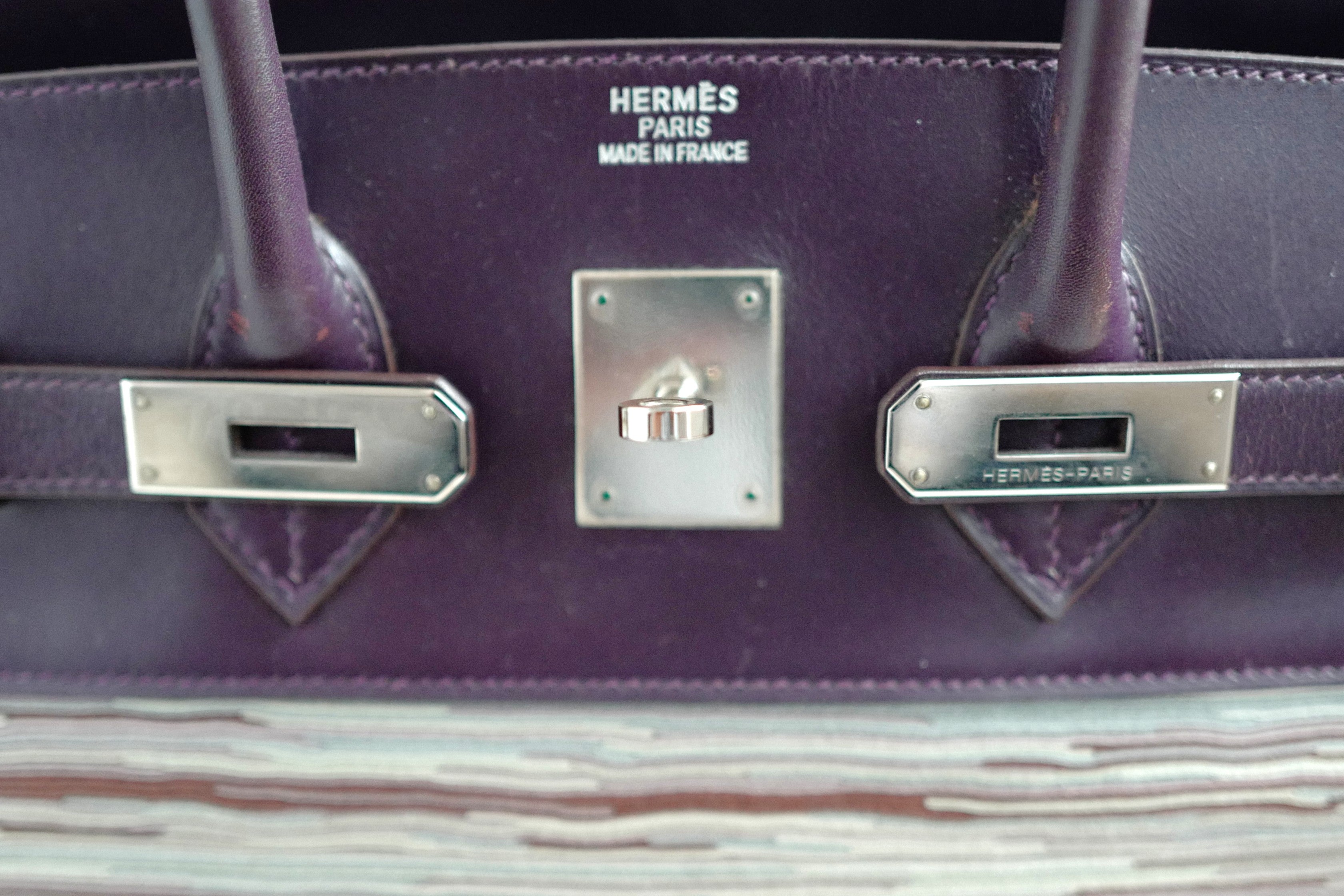 Preowned Hermes Birkin 35 Vibrato Raisin With Palladium HW Limited Edition