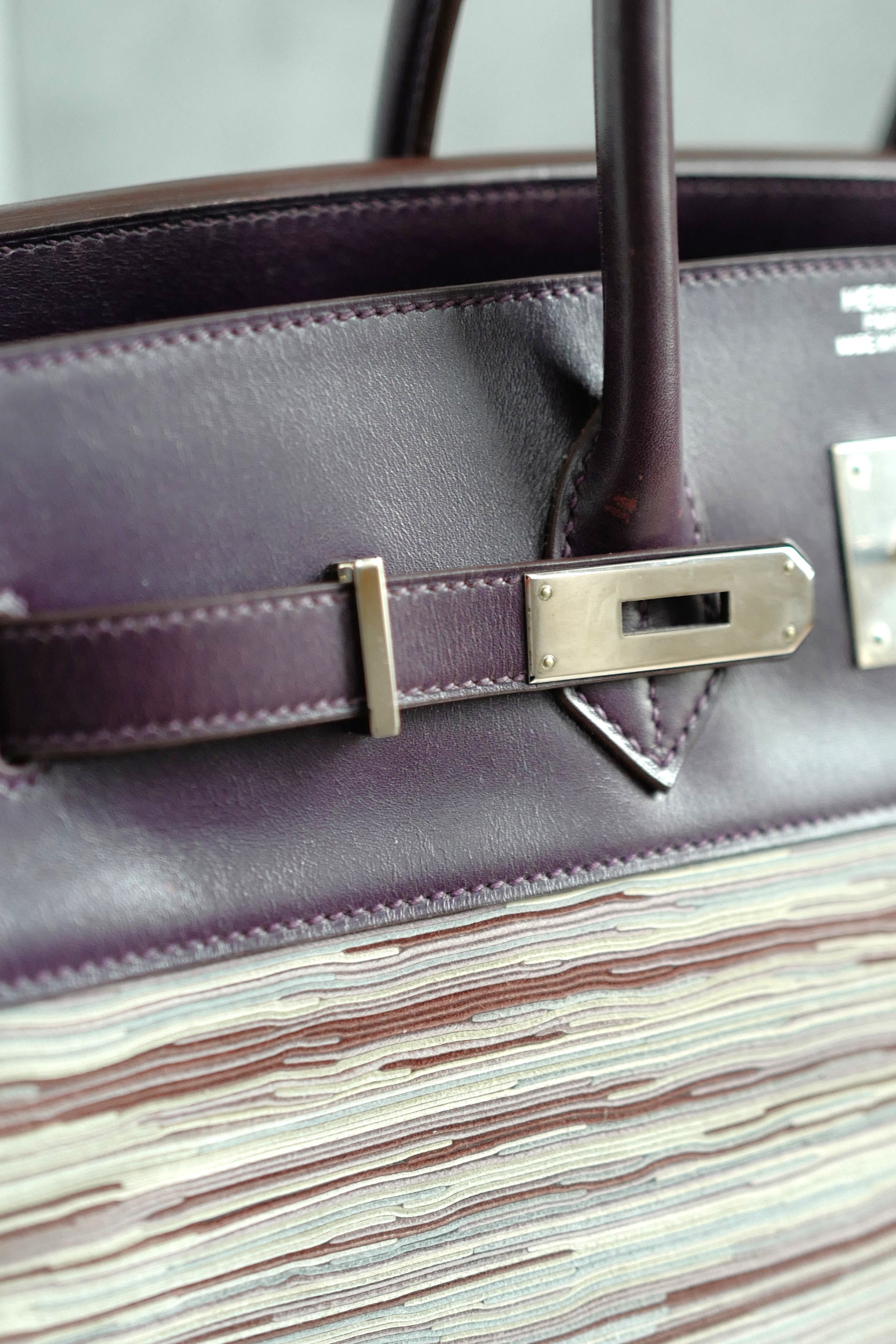 Preowned Hermes Birkin 35 Vibrato Raisin With Palladium HW Limited Edition