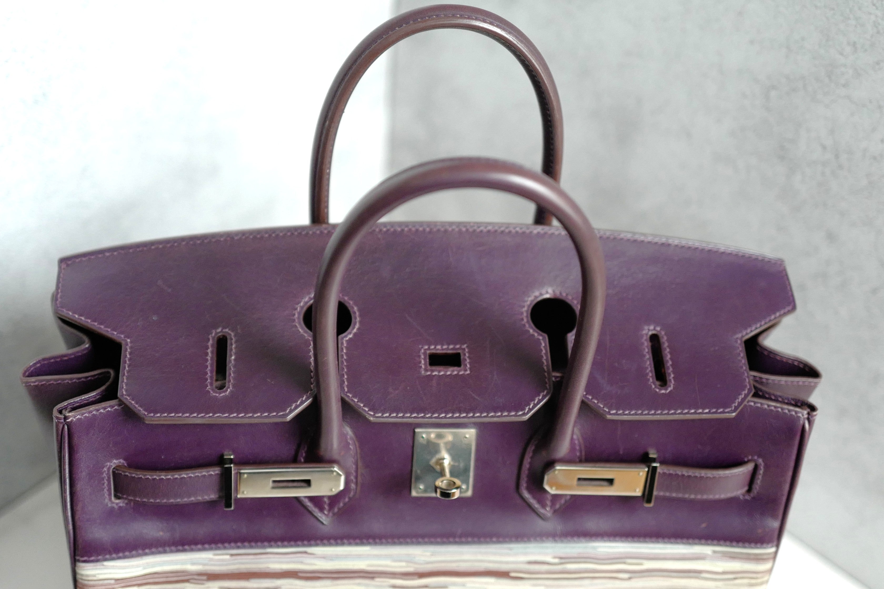 Preowned Hermes Birkin 35 Vibrato Raisin With Palladium HW Limited Edition