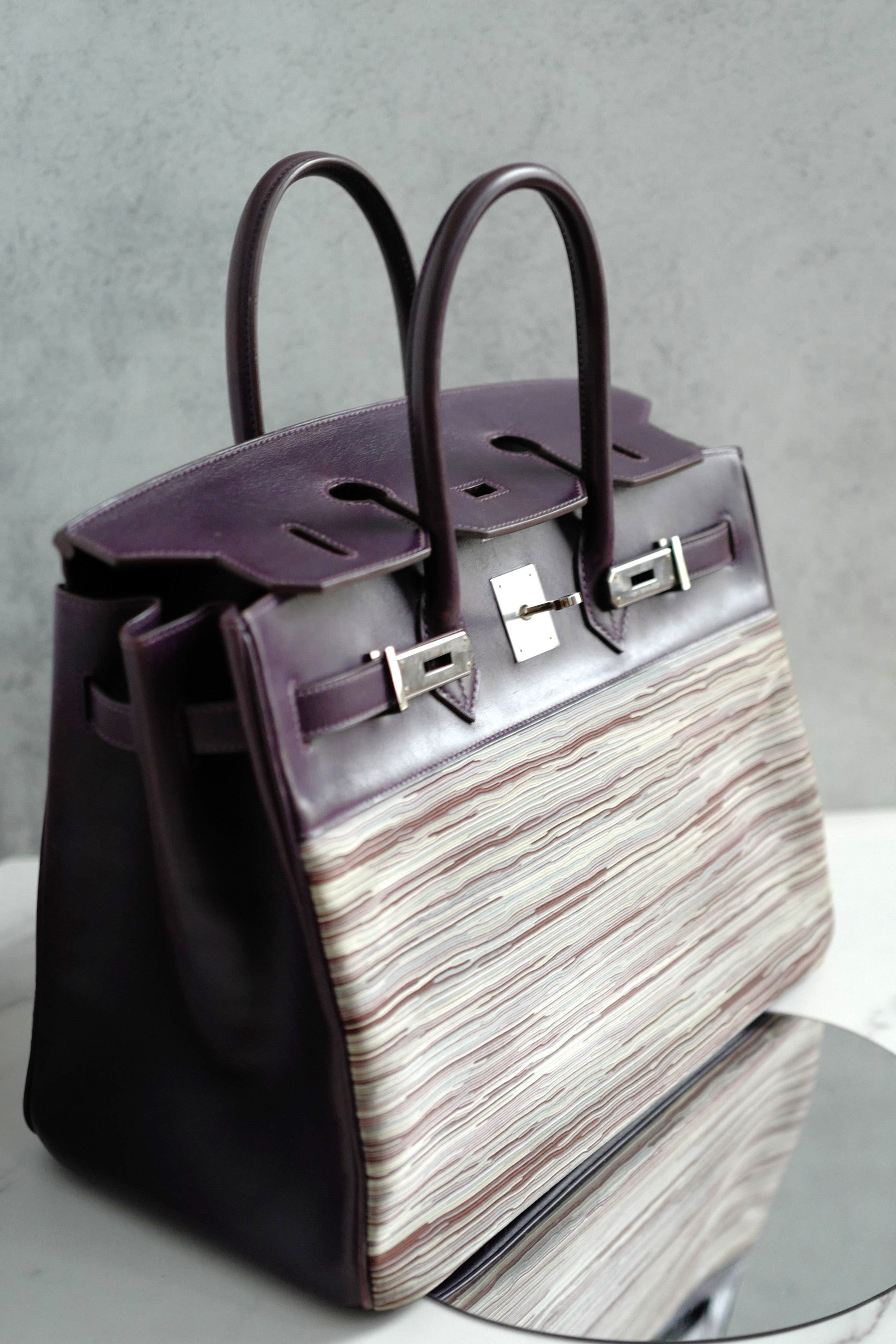Preowned Hermes Birkin 35 Vibrato Raisin With Palladium HW Limited Edition