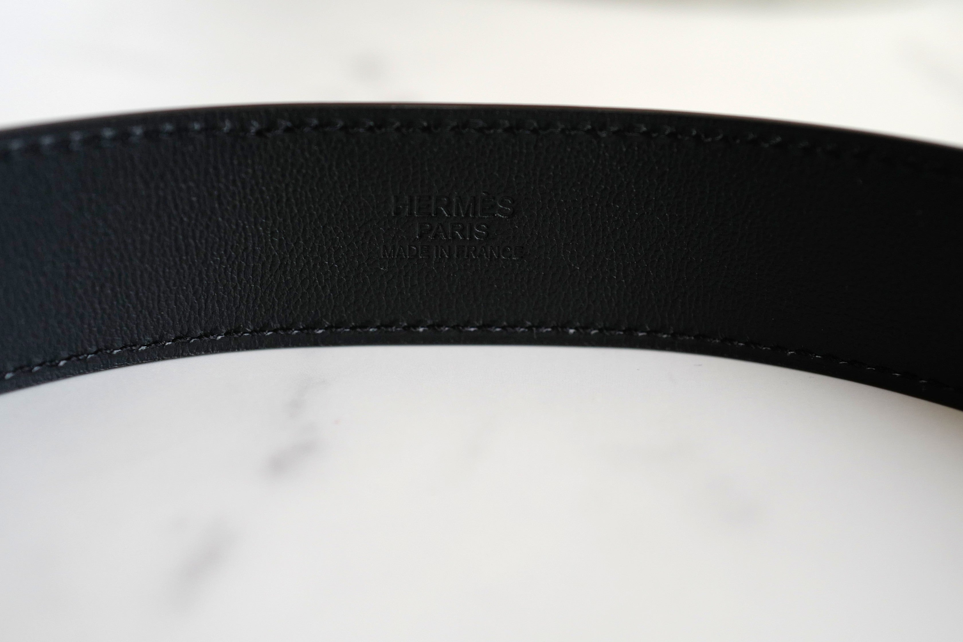 BNIB Hermes Womens Belt Collier De Chien 32 Epsom Noir Black Gold HW Size 85