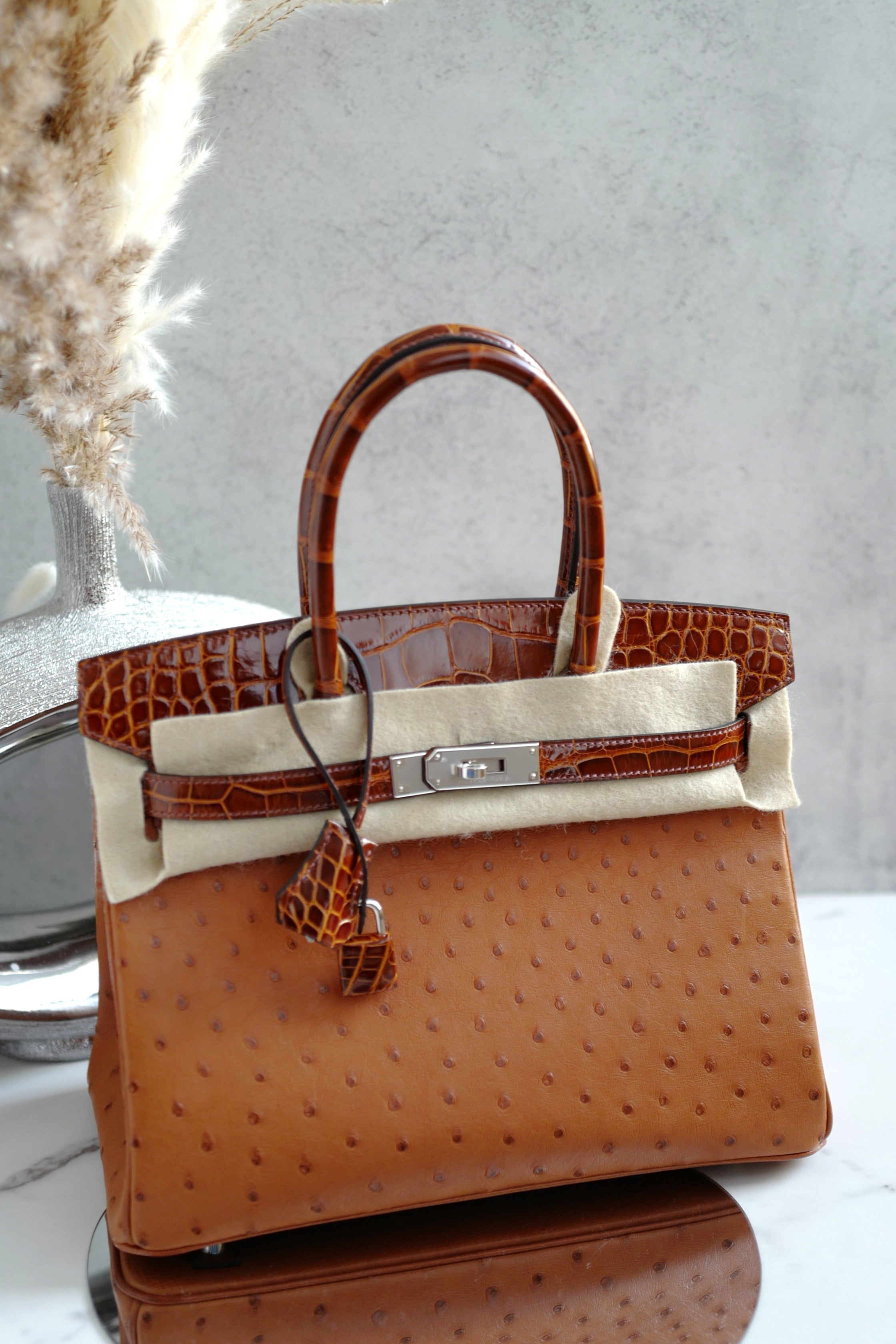 Hermes Birkin 30 Touch Cognac Miel Alligator with Palladium Hardware