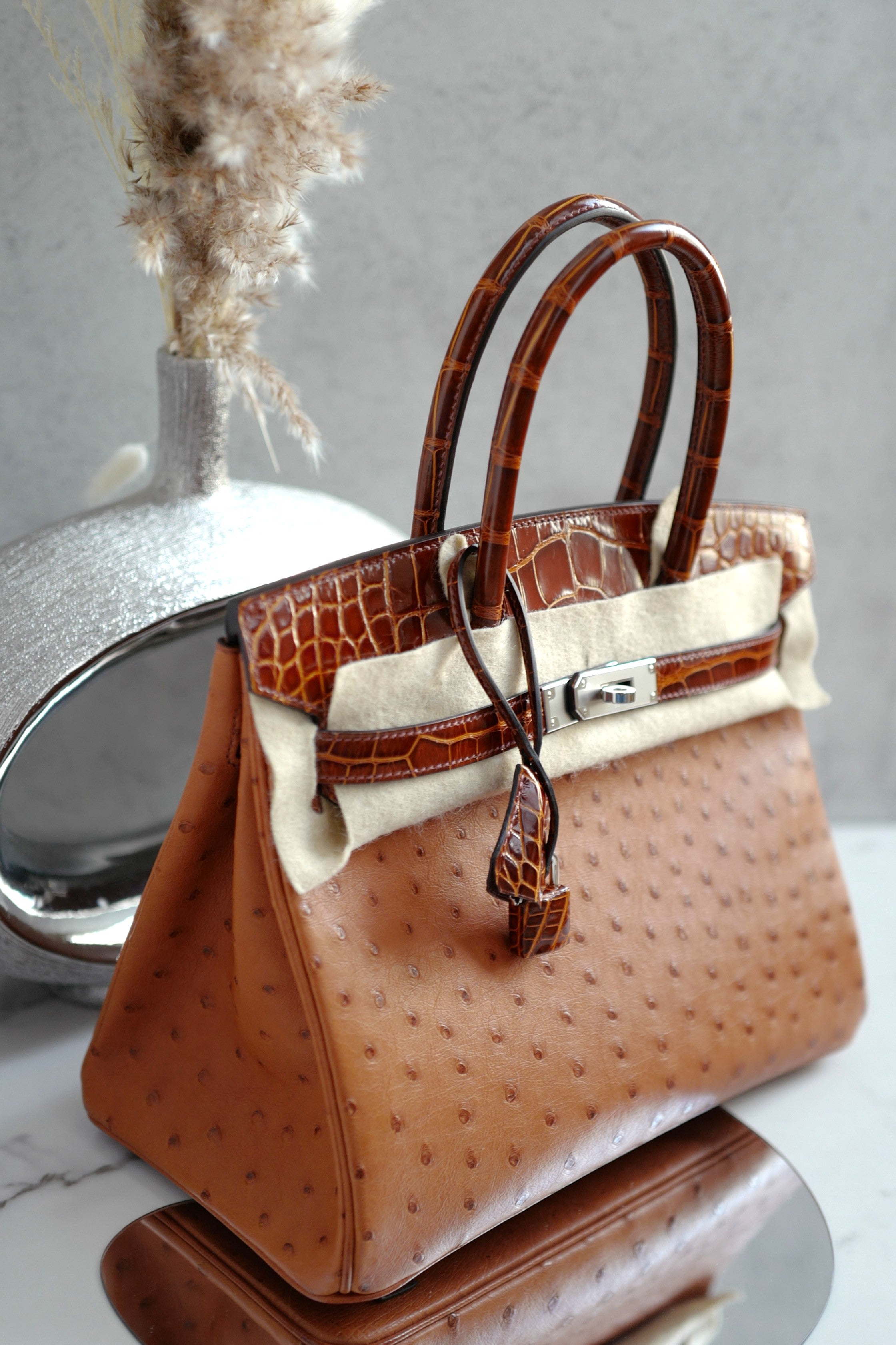 Hermes Birkin 30 Touch Cognac Miel Alligator with Palladium Hardware