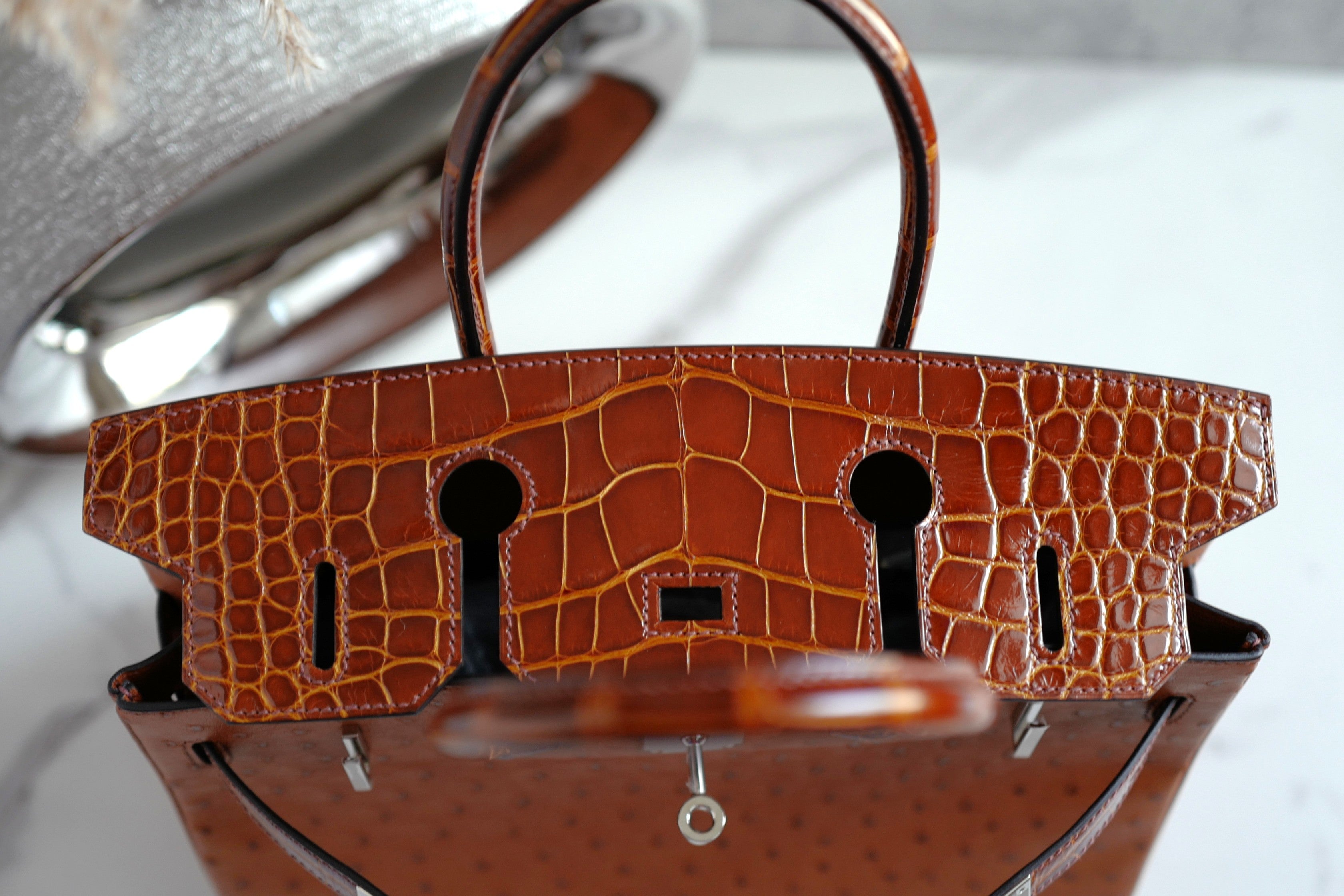 Hermes Birkin 30 Touch Cognac Miel Alligator with Palladium Hardware