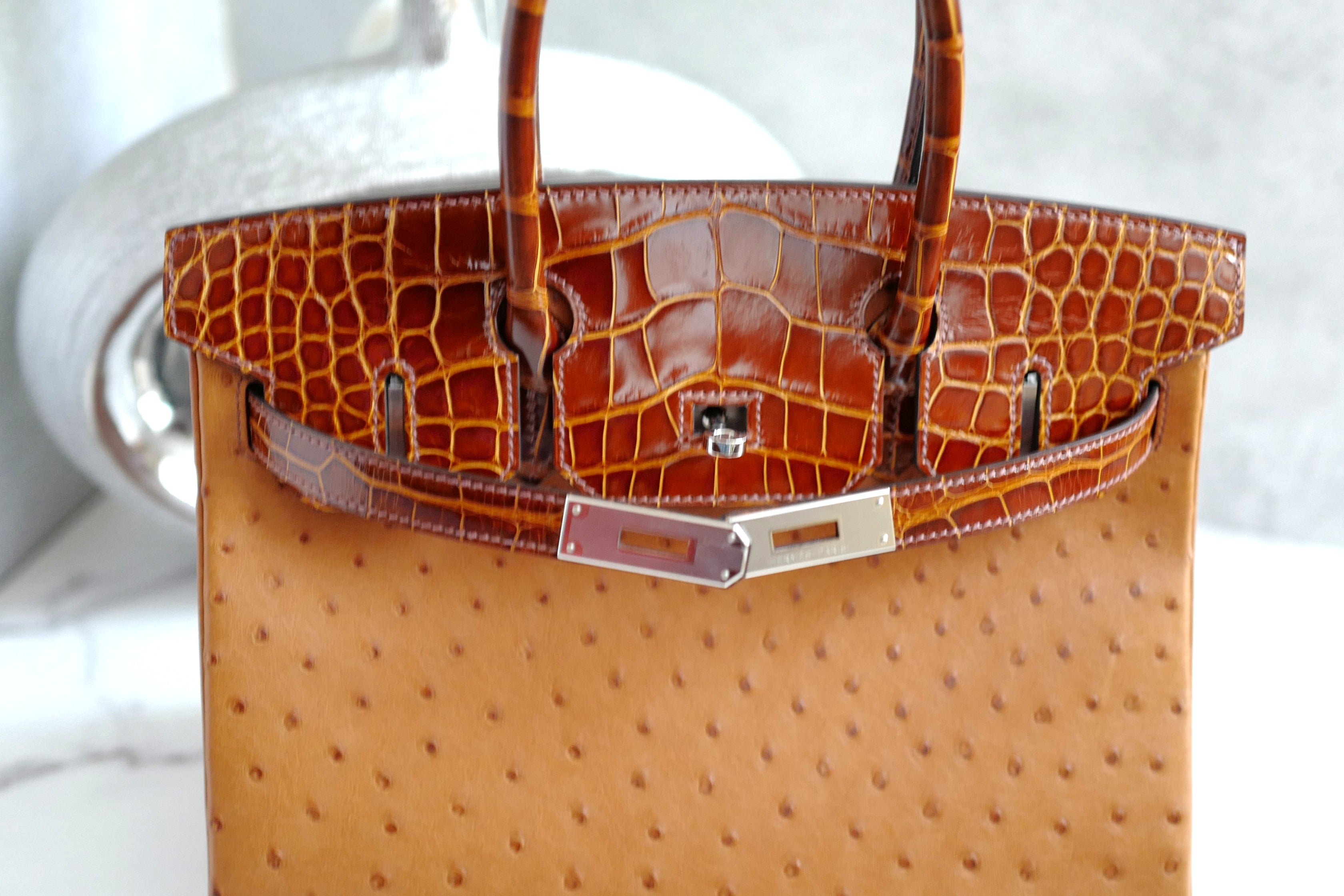 Hermes Birkin 30 Touch Cognac Miel Alligator with Palladium Hardware