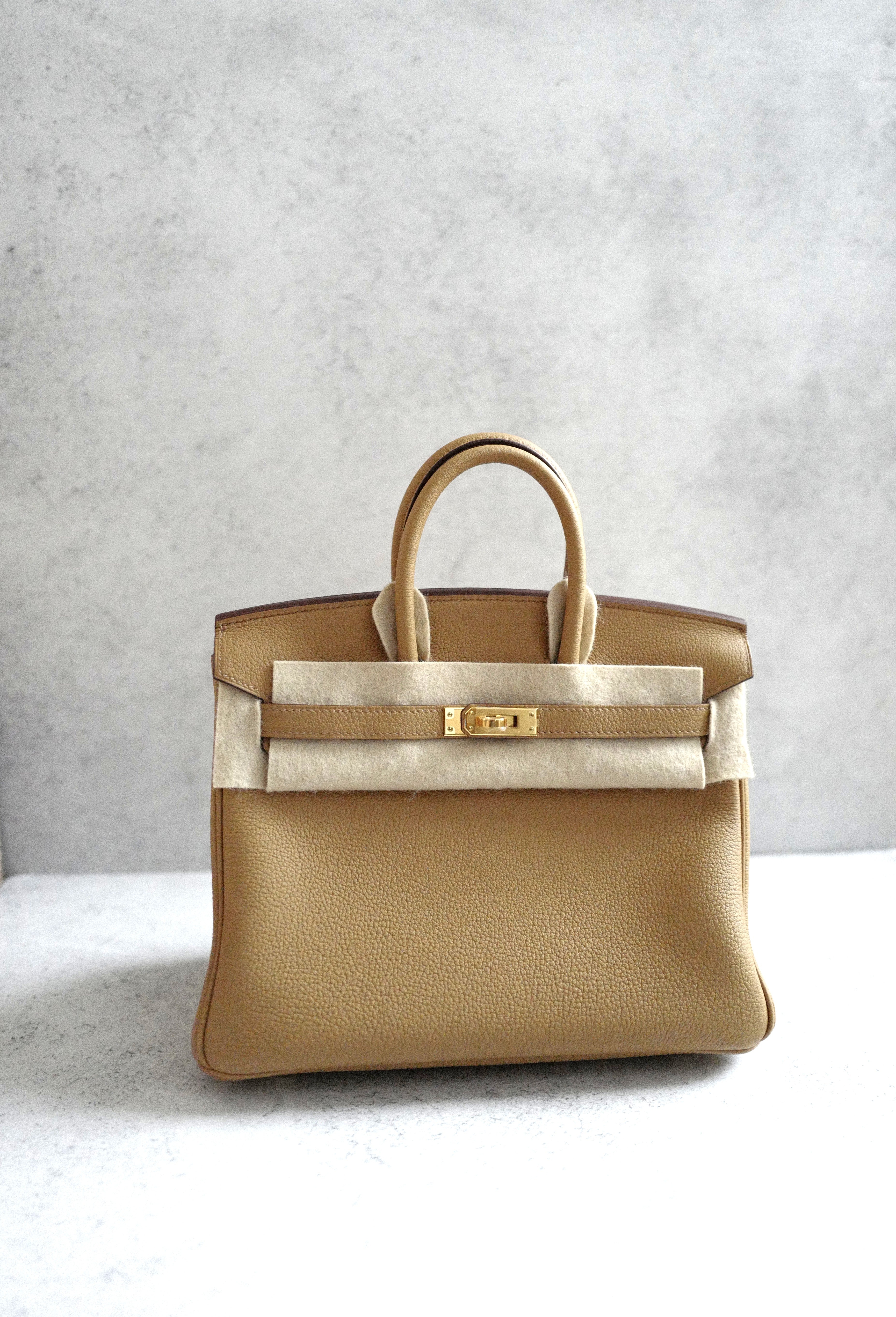 NEW Hermes Birkin 25 Togo Biscuit Gold Hardware