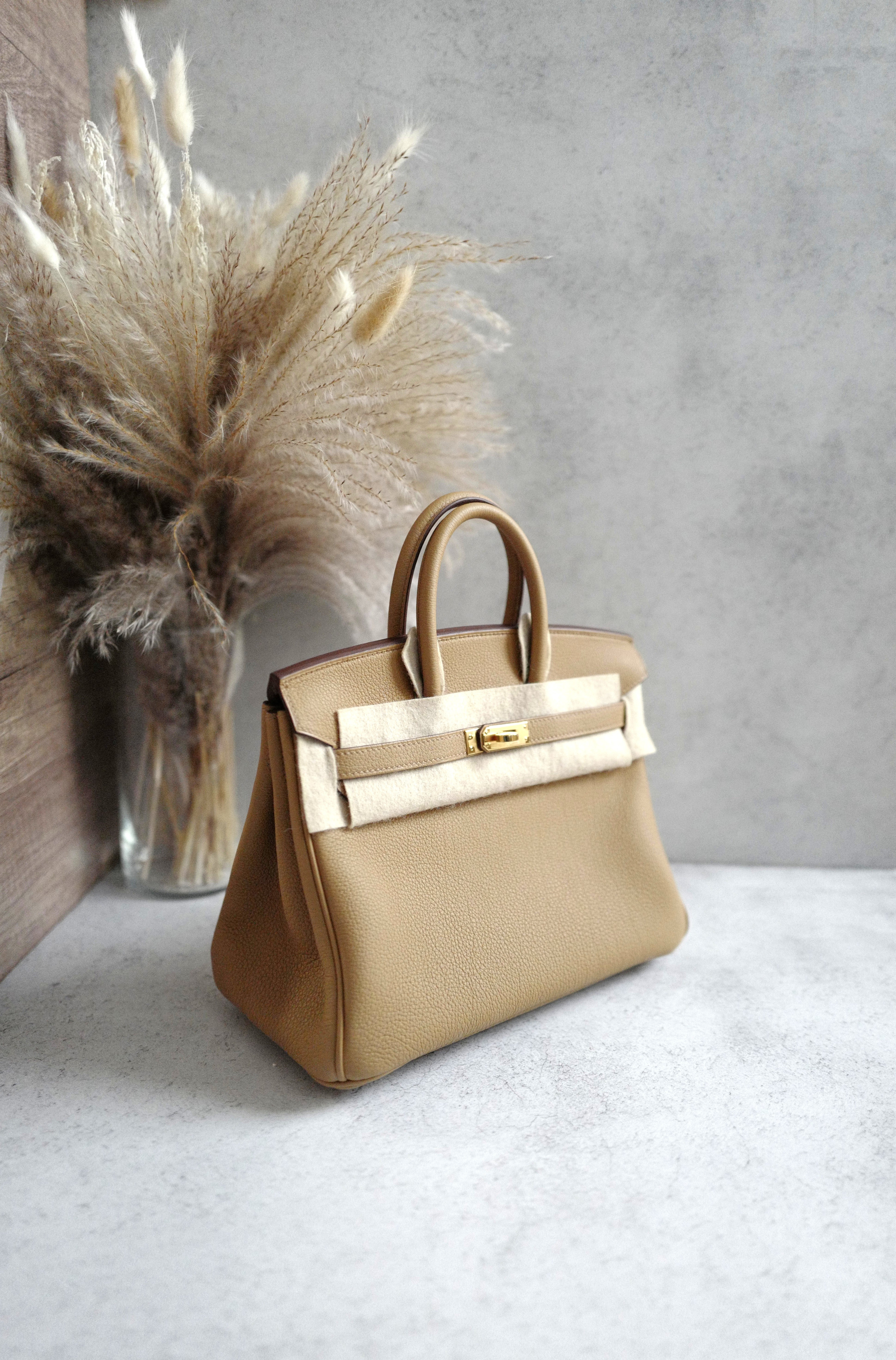 NEW Hermes Birkin 25 Togo Biscuit Gold Hardware