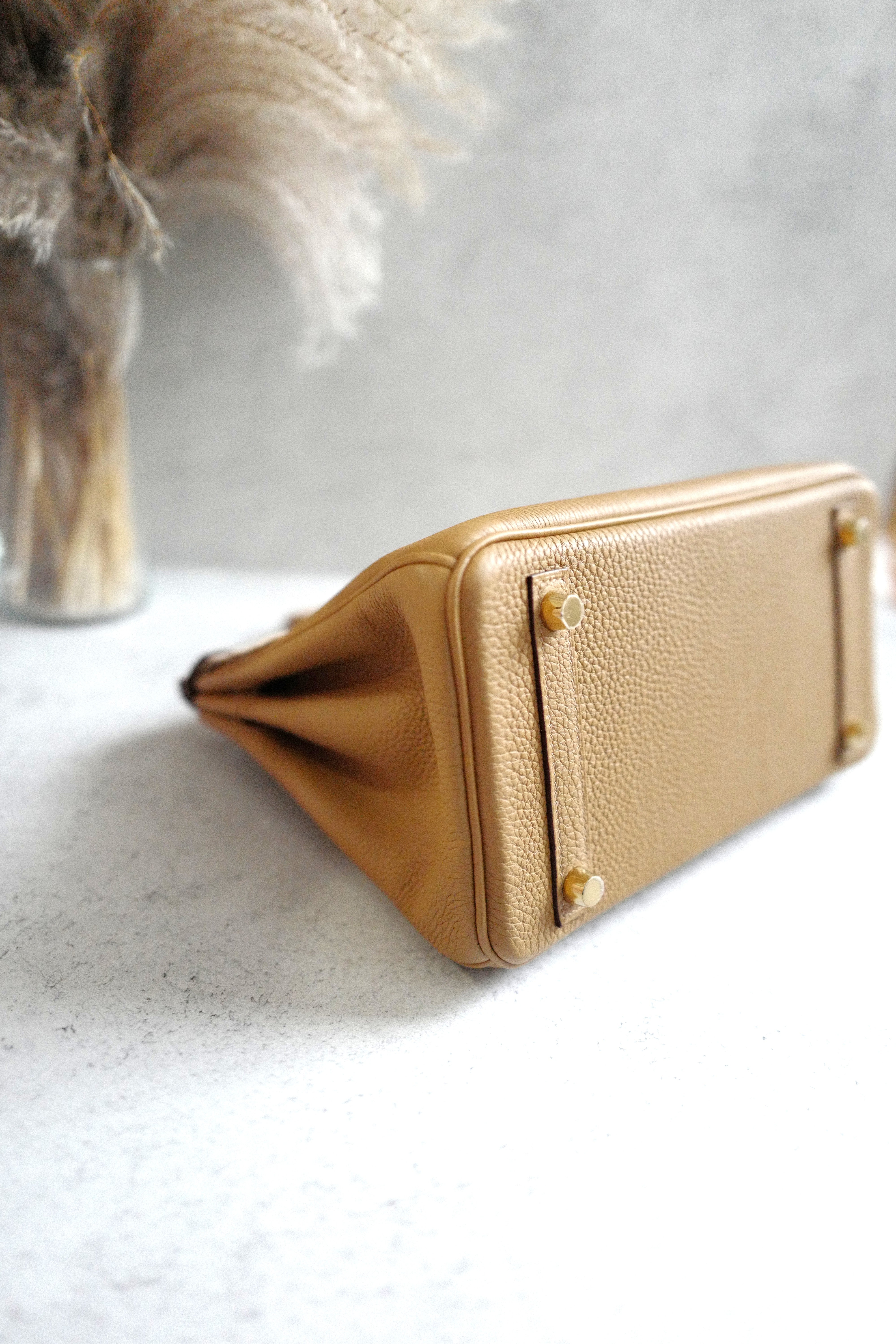 NEW Hermes Birkin 25 Togo Biscuit Gold Hardware