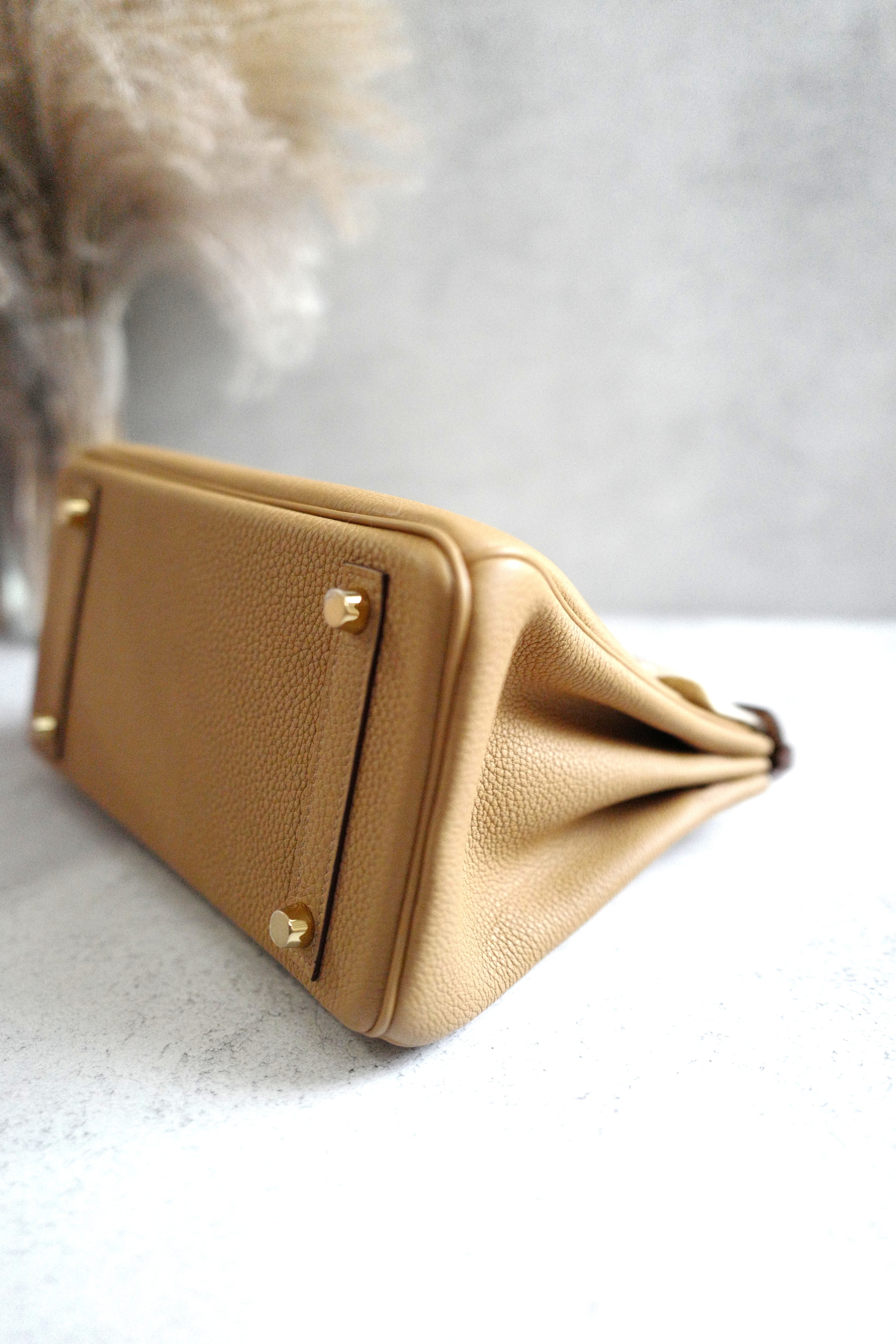 NEW Hermes Birkin 25 Togo Biscuit Gold Hardware