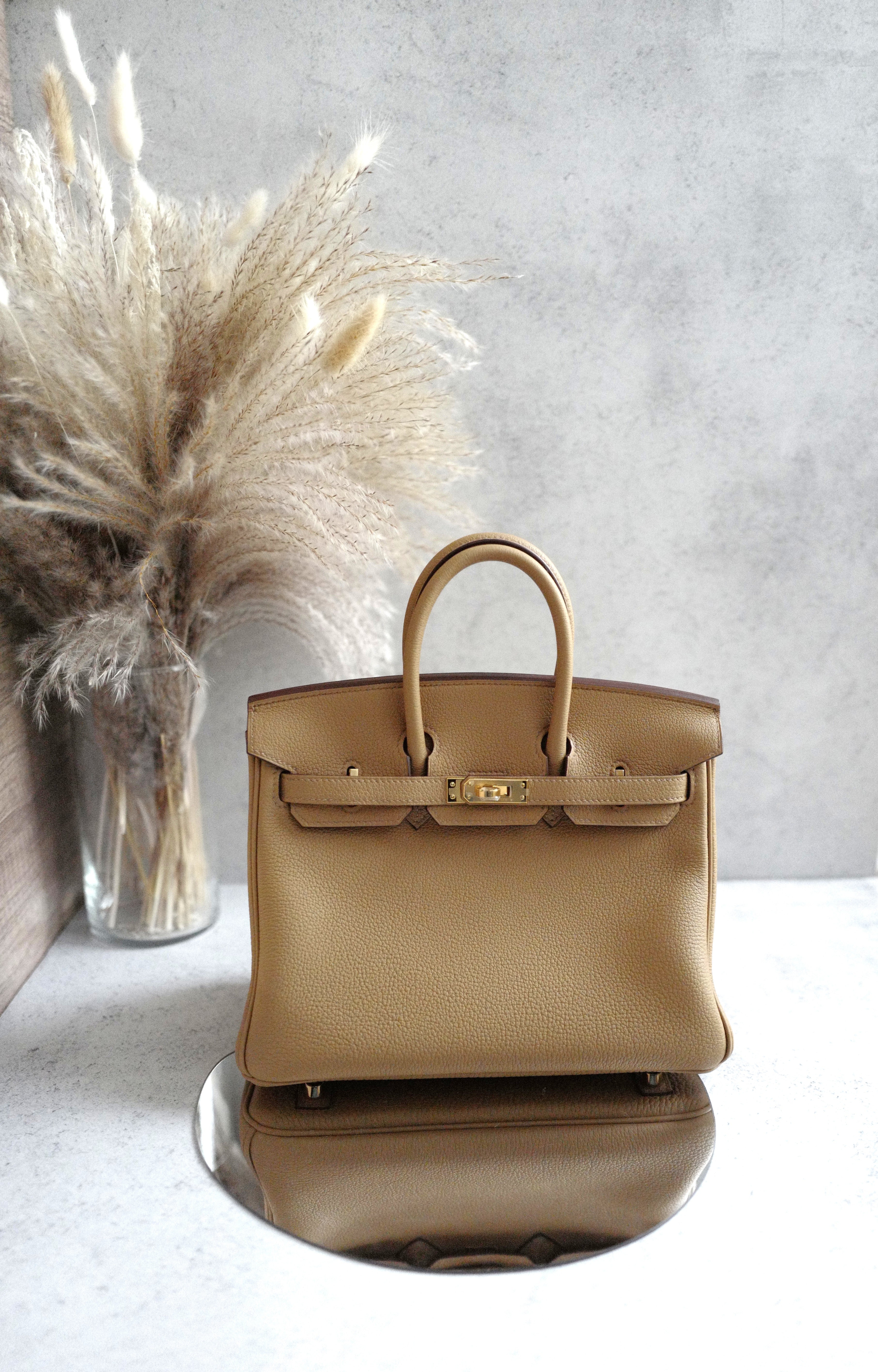NEW Hermes Birkin 25 Togo Biscuit Gold Hardware