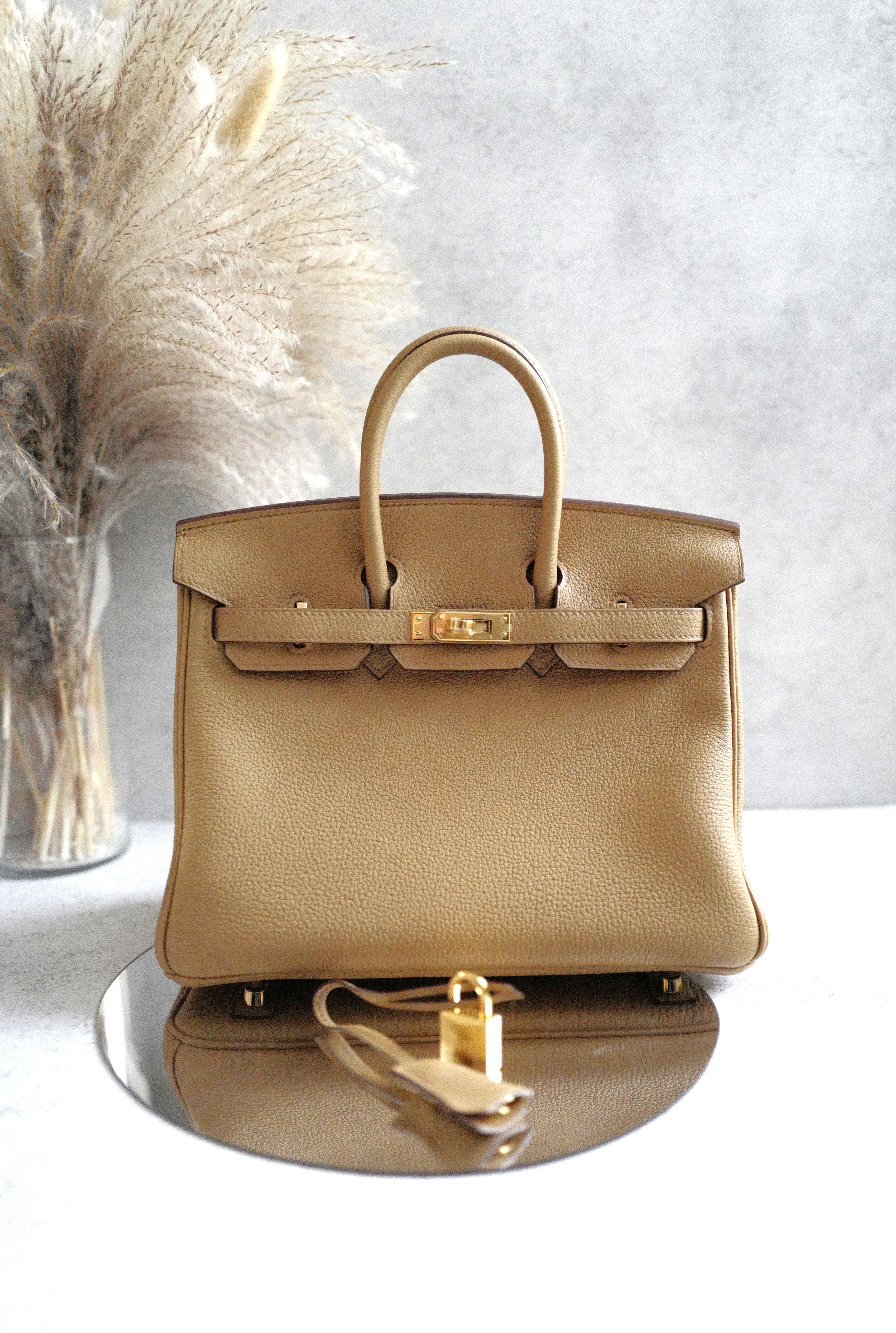 NEW Hermes Birkin 25 Togo Biscuit Gold Hardware