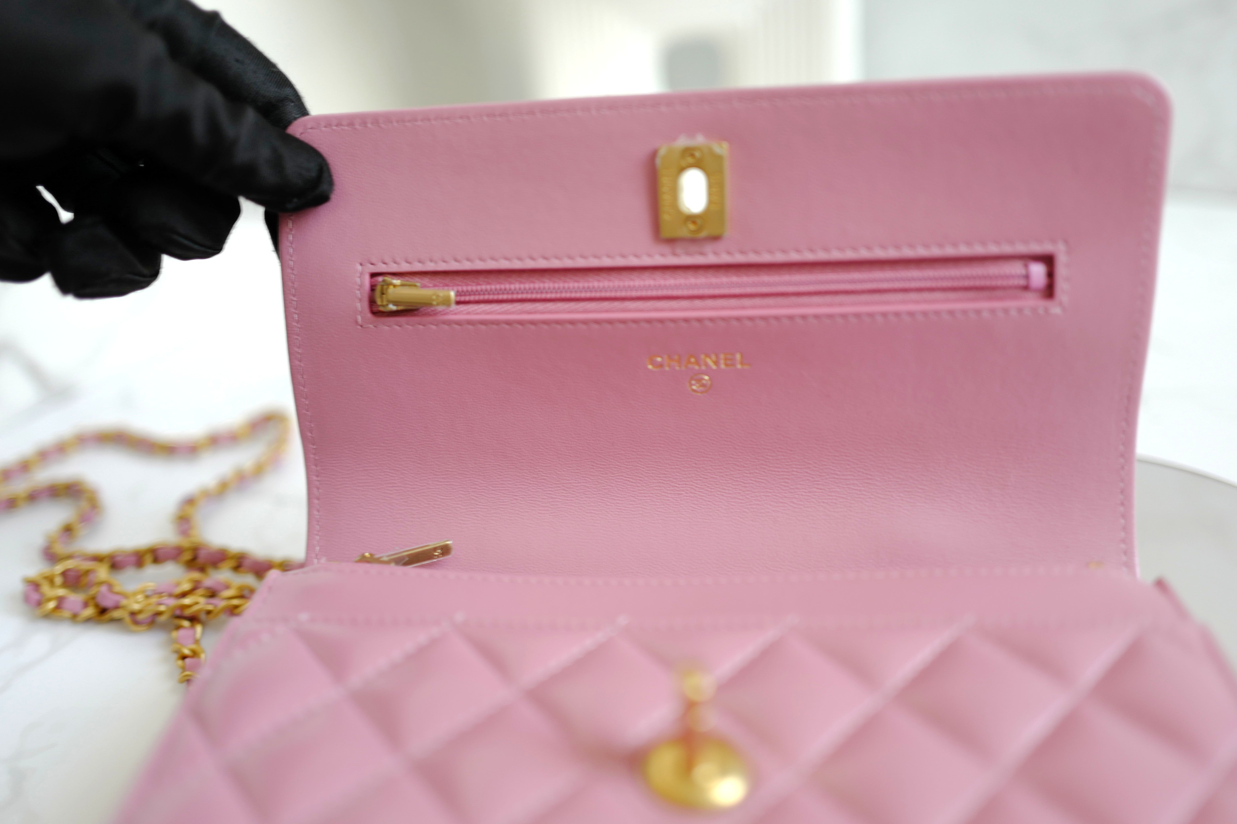 BNIB Chanel O-Mini Top Handle Bag in Pink with Crystal-Embellished Logo Gold HW