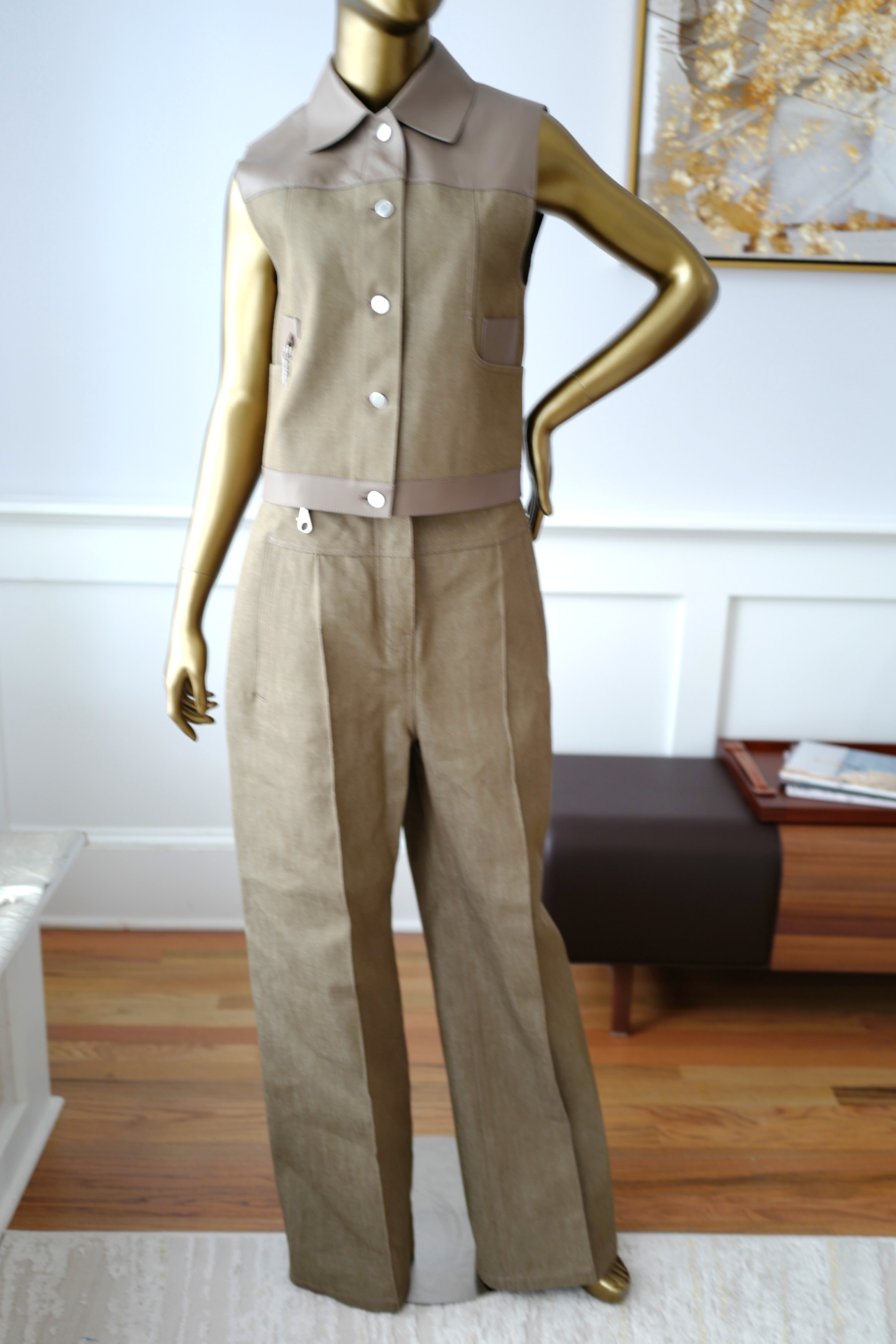 NEW Hermès SS25 Sleeveless Jacket with Leather Details - Size 38 $7K Retail
