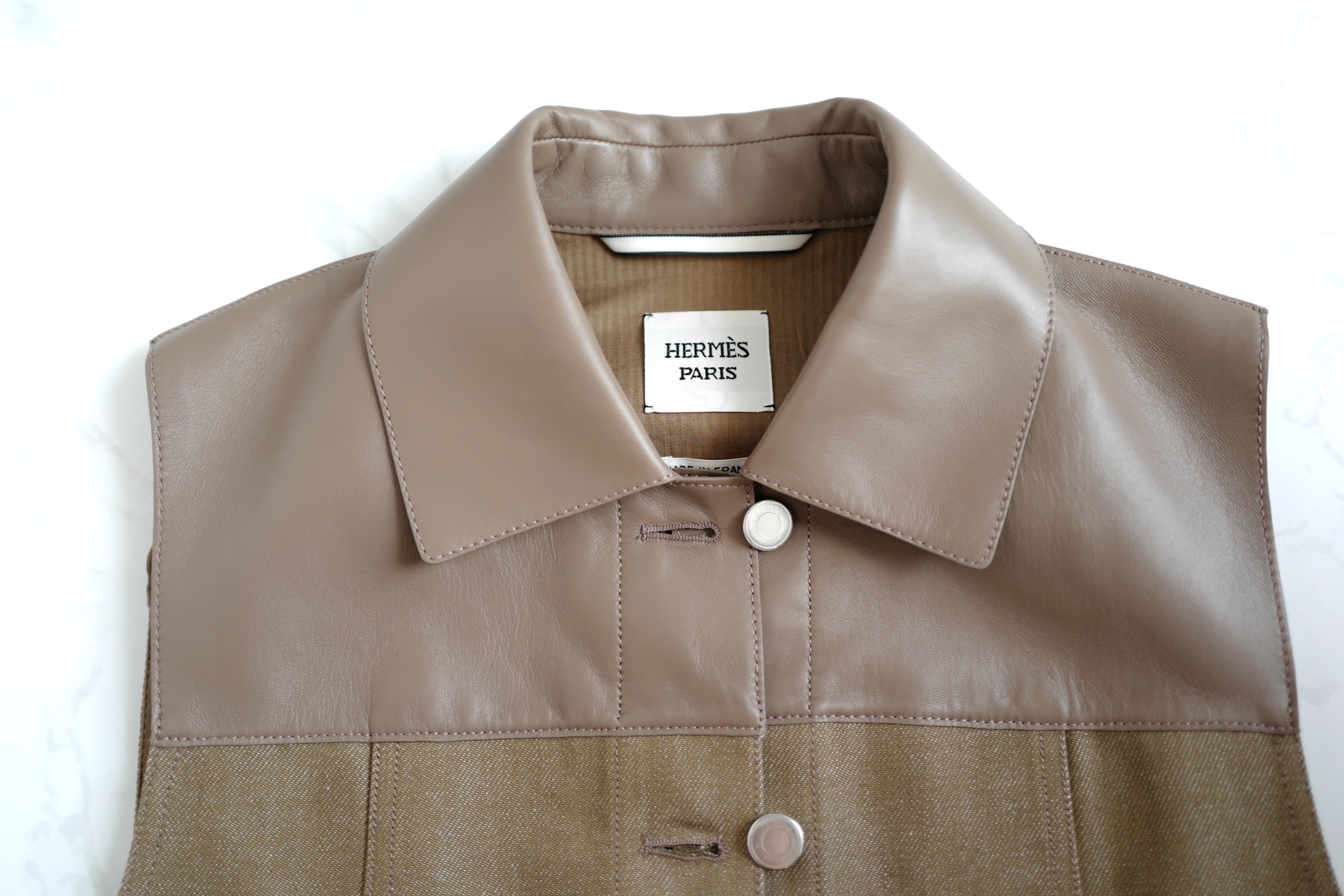 NEW Hermès SS25 Sleeveless Jacket with Leather Details - Size 38 $7K Retail