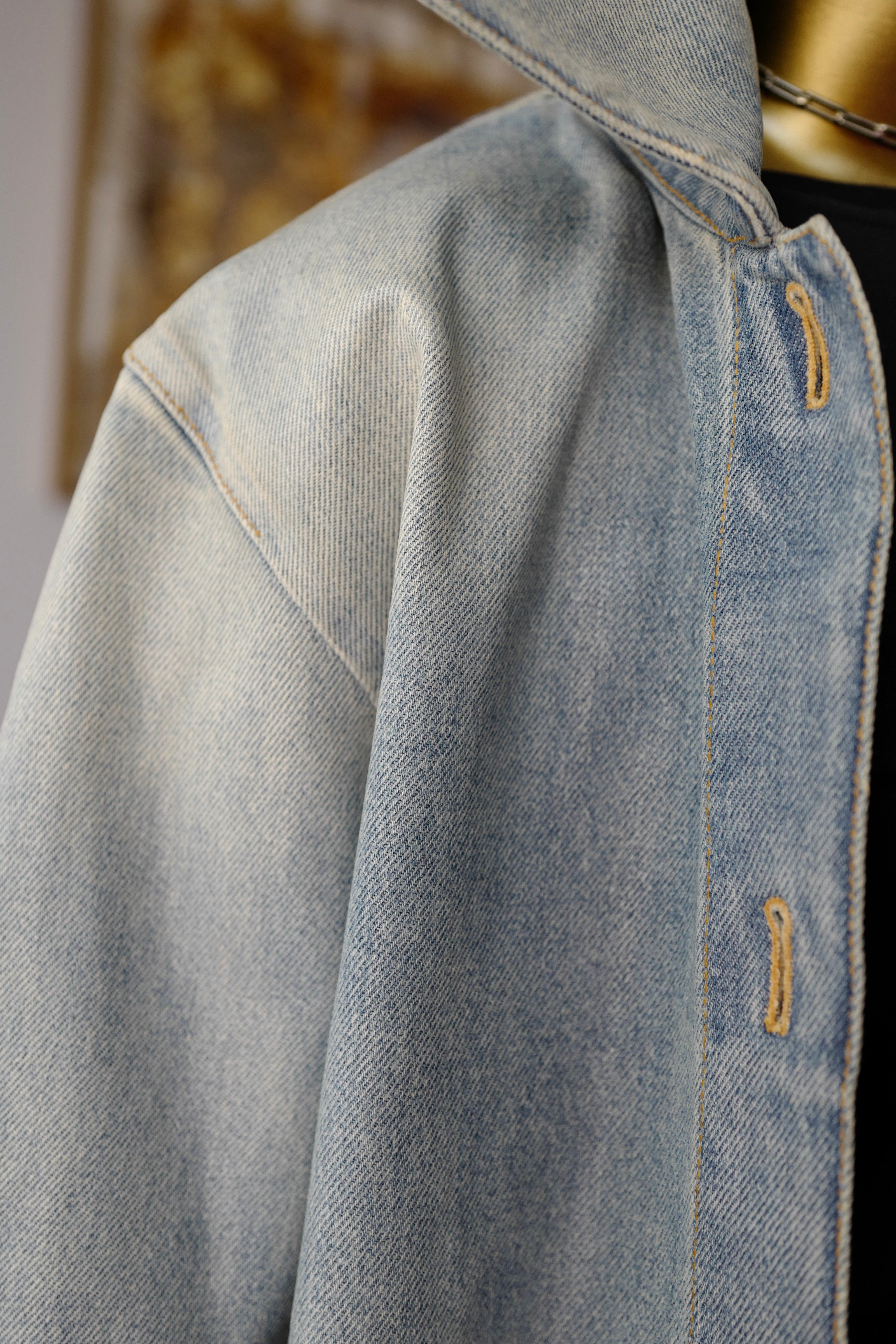 Chanel 24K Water-Repellent Coated Long Oversized Denim Jacket Light Blue Size 34