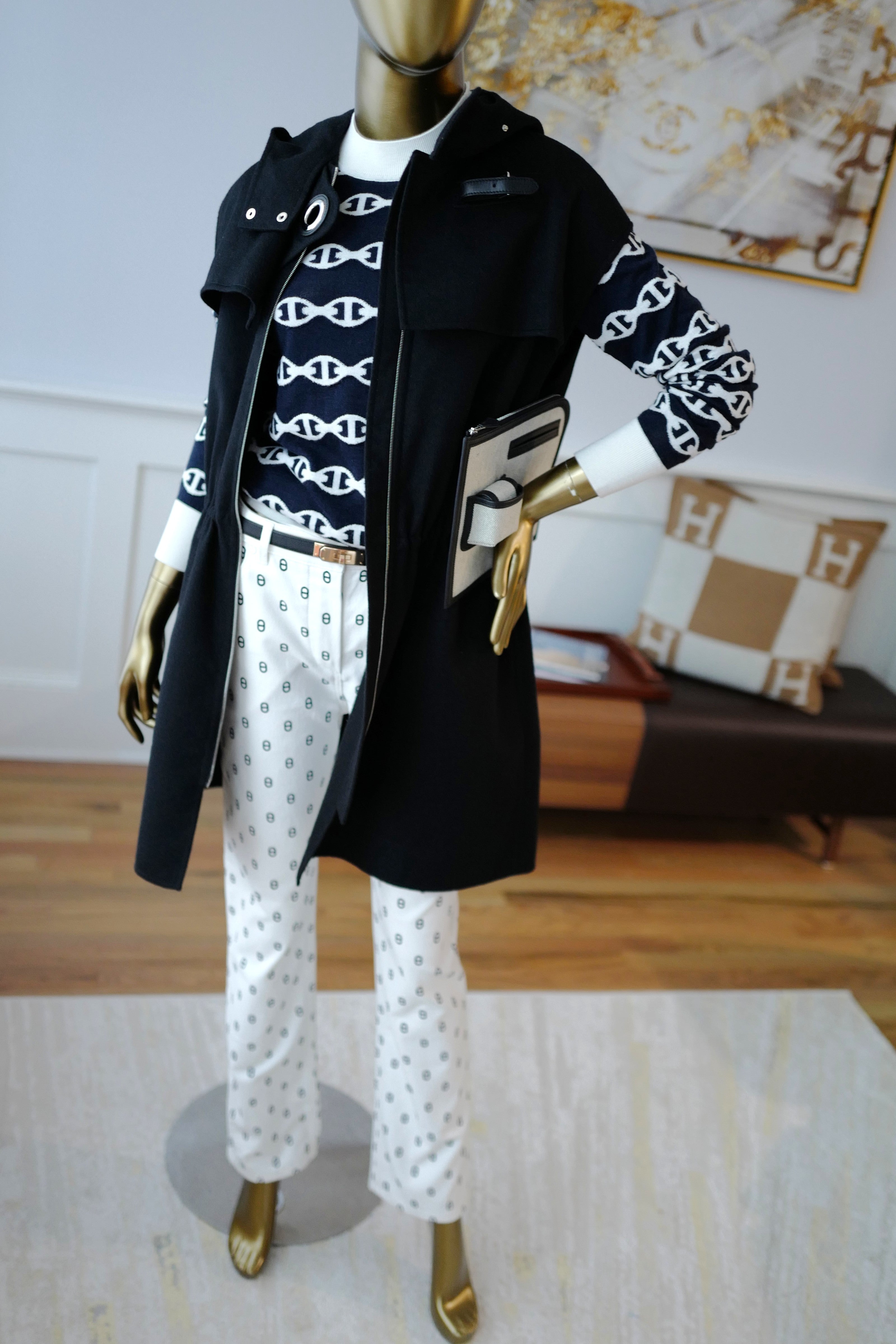 NEW Hermes Chaine d'Ancre Long-sleeve Sweater Size 36 Bleu Noir
