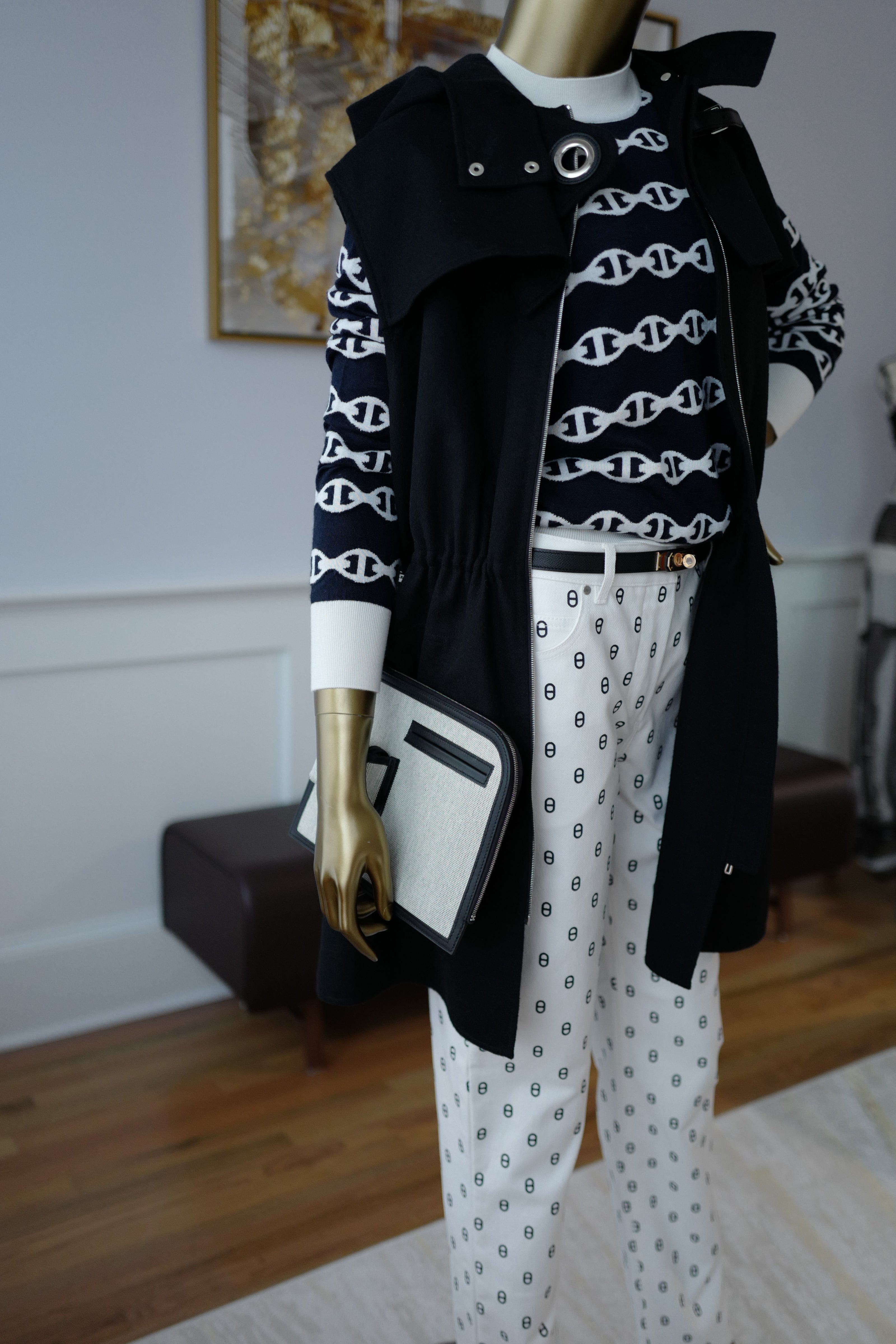 NEW Hermes Chaine d'Ancre Long-sleeve Sweater Size 36 Bleu Noir