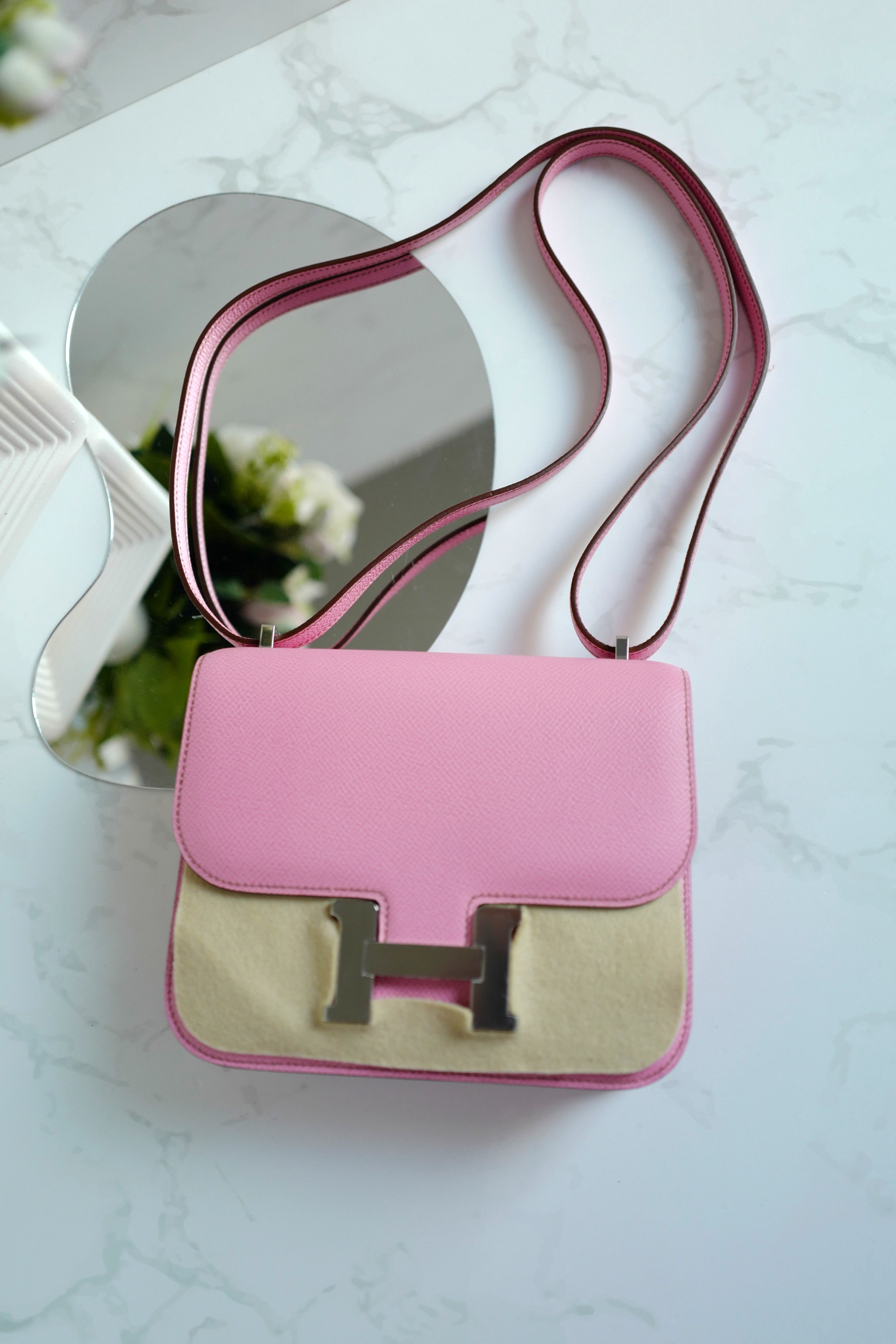 NEW Hermès Mini Constance 18 in 5P Bubblegum Pink Epsom with Palladium HW 2022