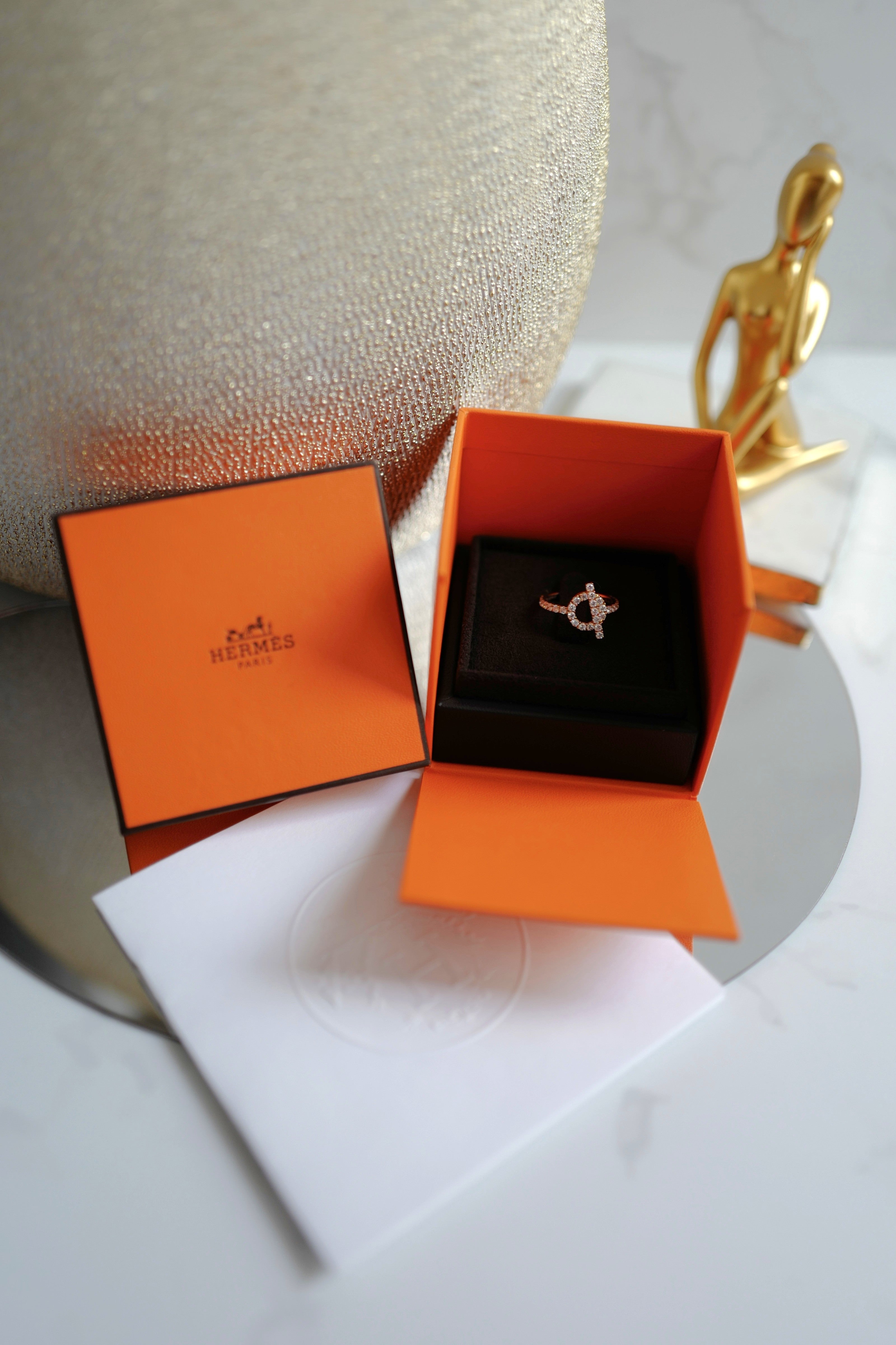 BNIB Hermes Finesse Ring Rose Gold with Diamonds – Size 53 Over $9K Retail