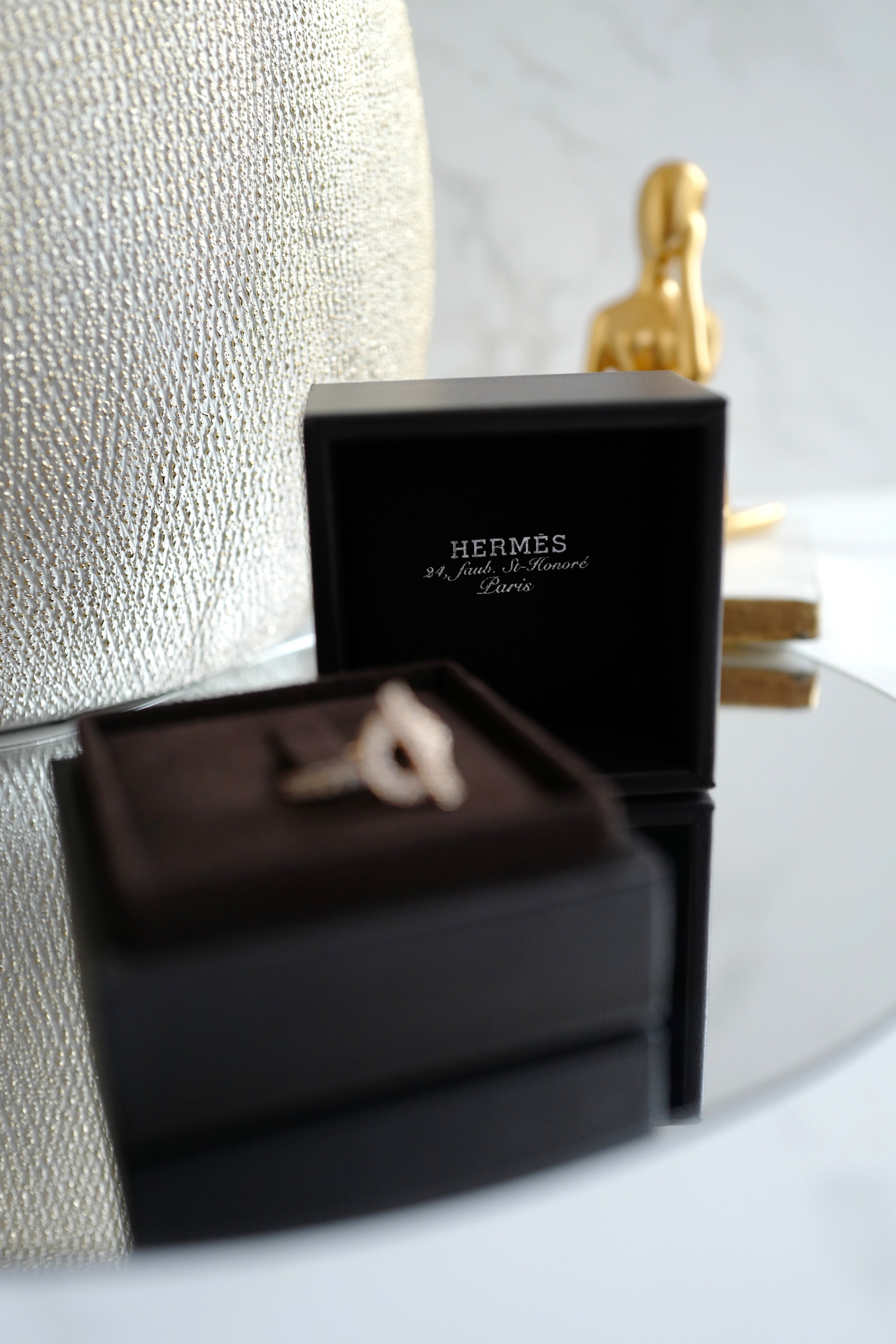 BNIB Hermes Finesse Ring Rose Gold with Diamonds – Size 53 Over $9K Retail