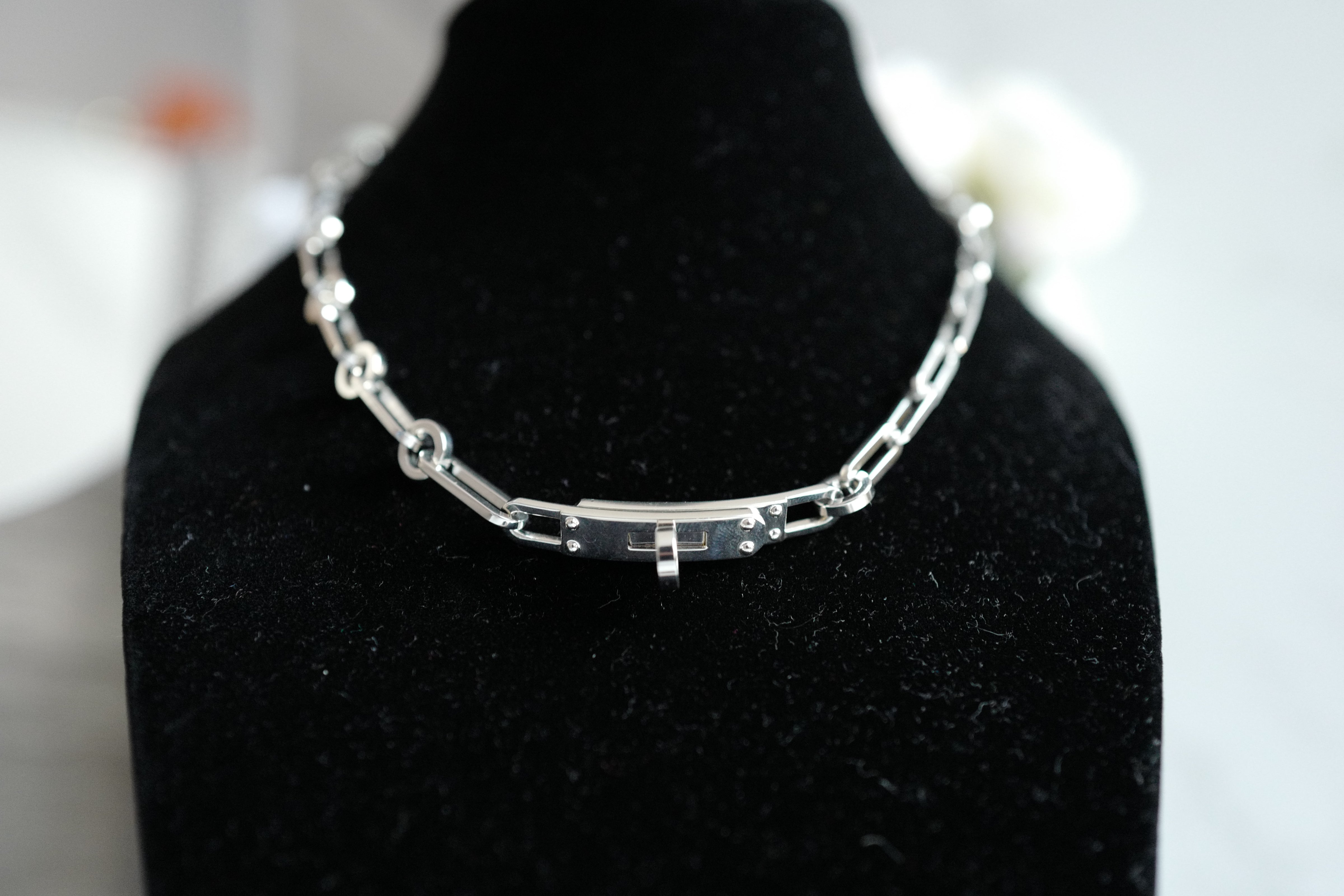 NEW Hermès Kelly Chaine Double Bracelet/Choker in Sterling Silver – Size 17