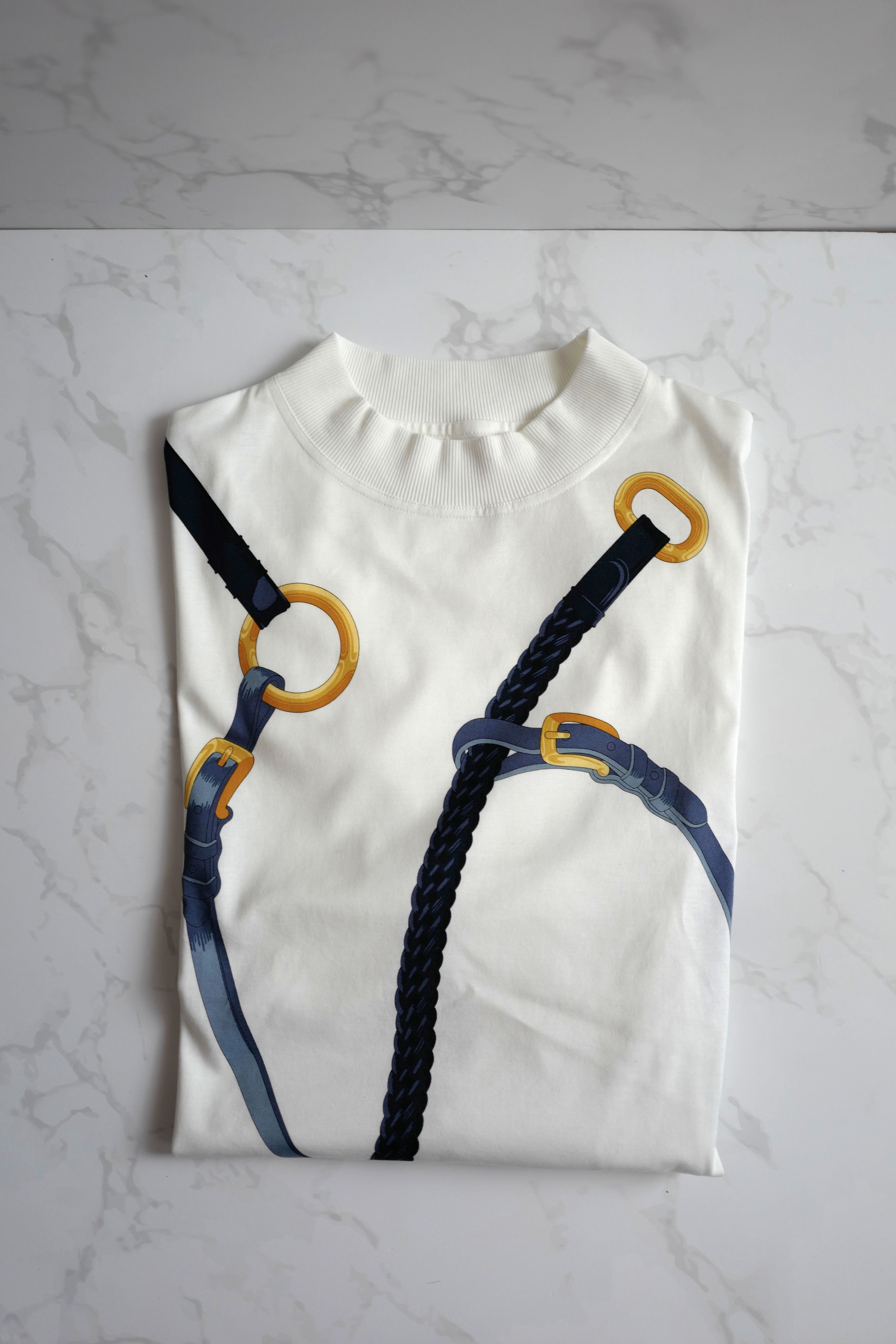 NEW Hermès "Coaching Remix" Boxy-fit T-shirt Blanc/white - Size 36 Over $900