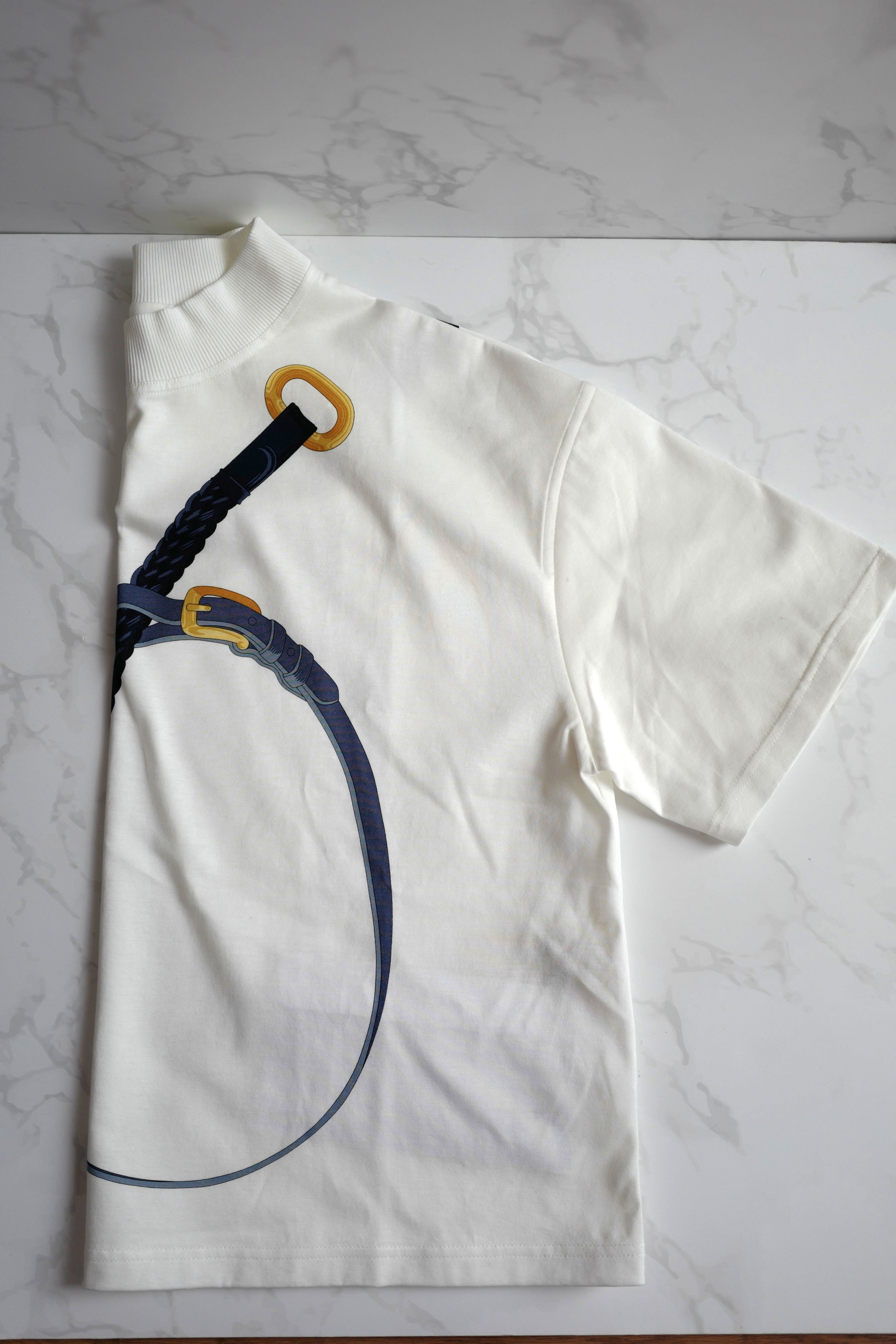 NEW Hermès "Coaching Remix" Boxy-fit T-shirt Blanc/white - Size 36 Over $900