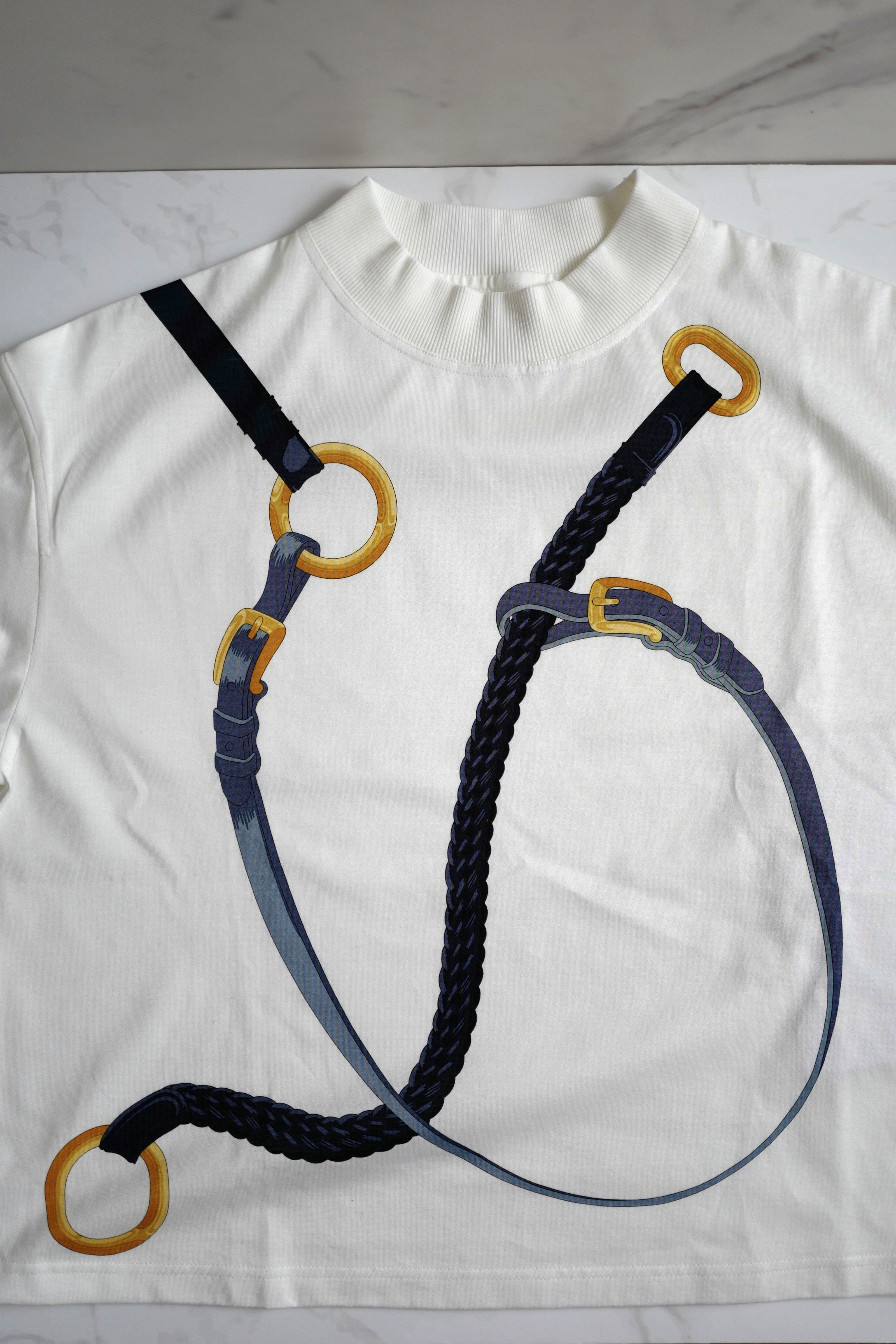 NEW Hermès "Coaching Remix" Boxy-fit T-shirt Blanc/white - Size 36 Over $900