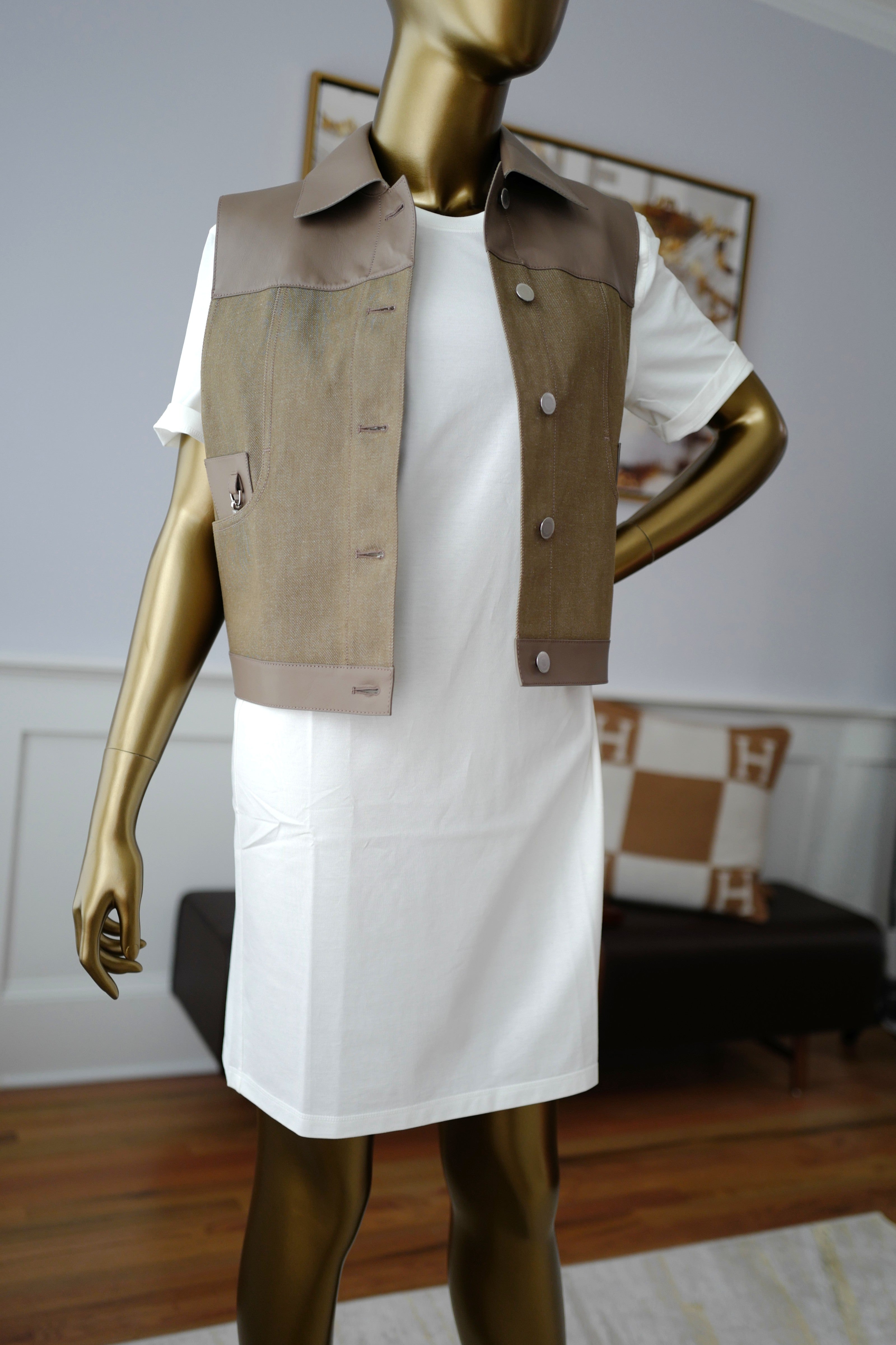 NEW Hermès "Effet Kaleidoscope" T-shirt Dress SS25 in Blanc Cassé - Size 36 $800