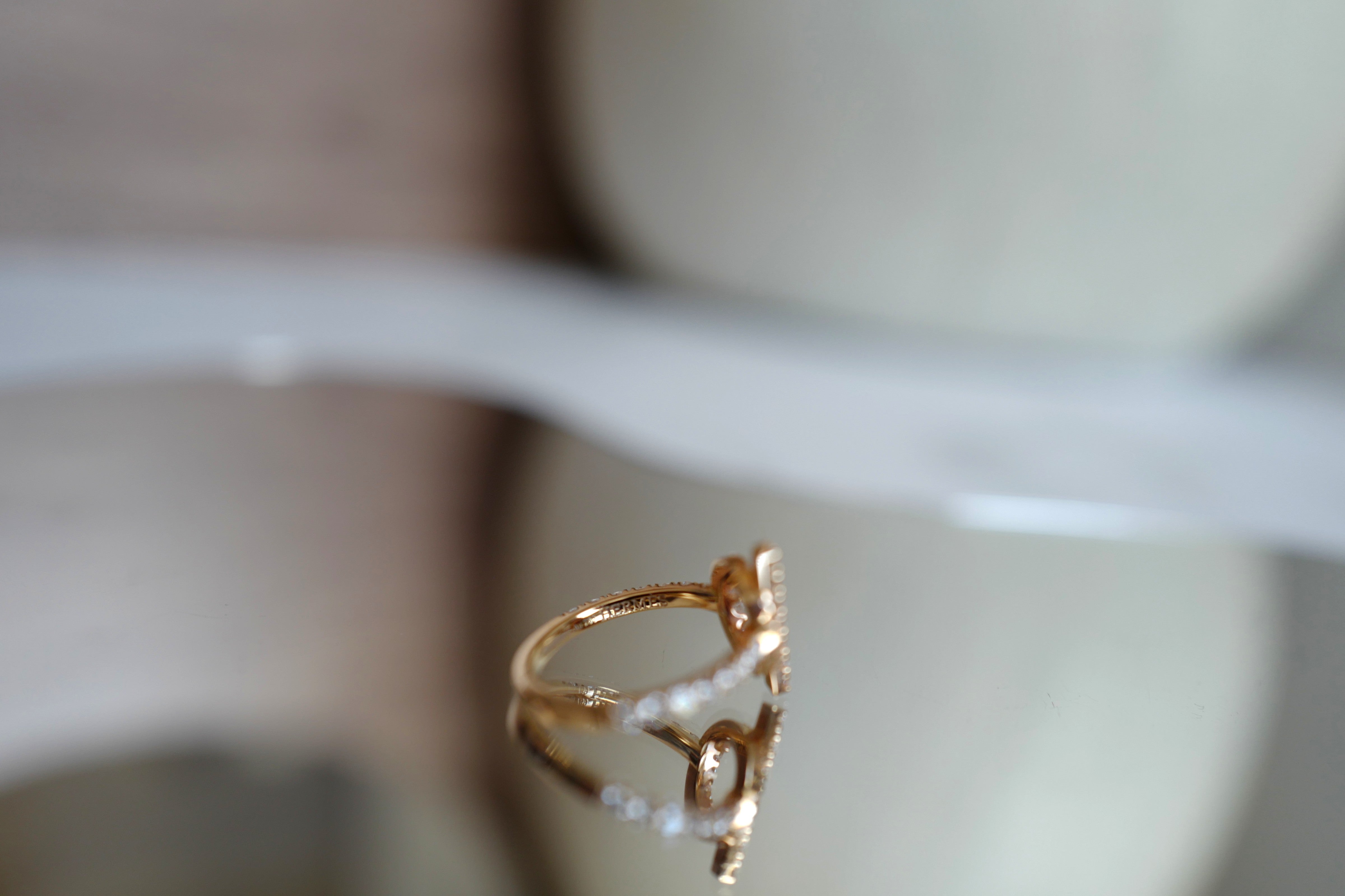 BNIB Hermes Finesse Ring Rose Gold with Diamonds – Size 53 Over $9K Retail