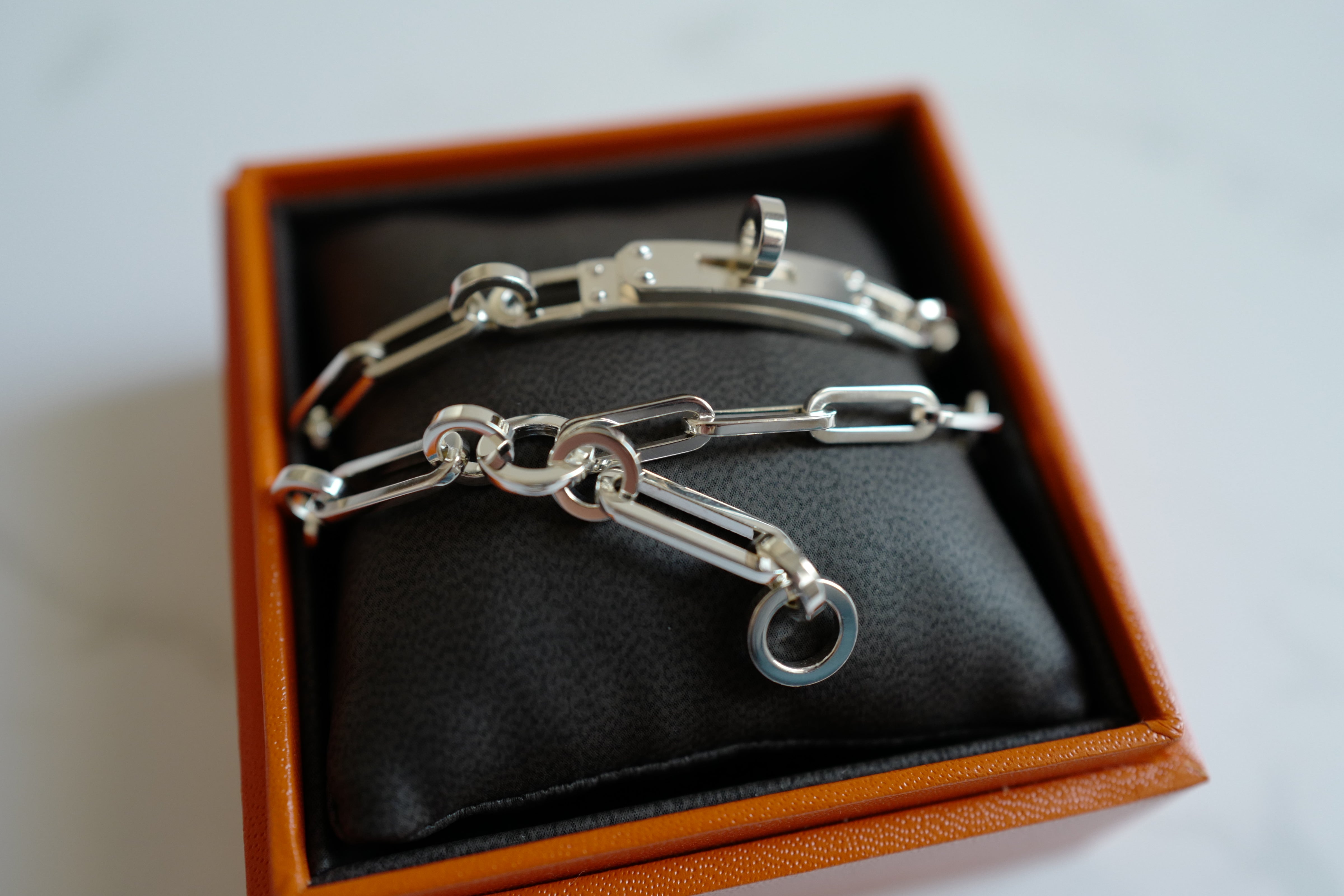 NEW Hermès Kelly Chaine Double Bracelet/Choker in Sterling Silver – Size 17