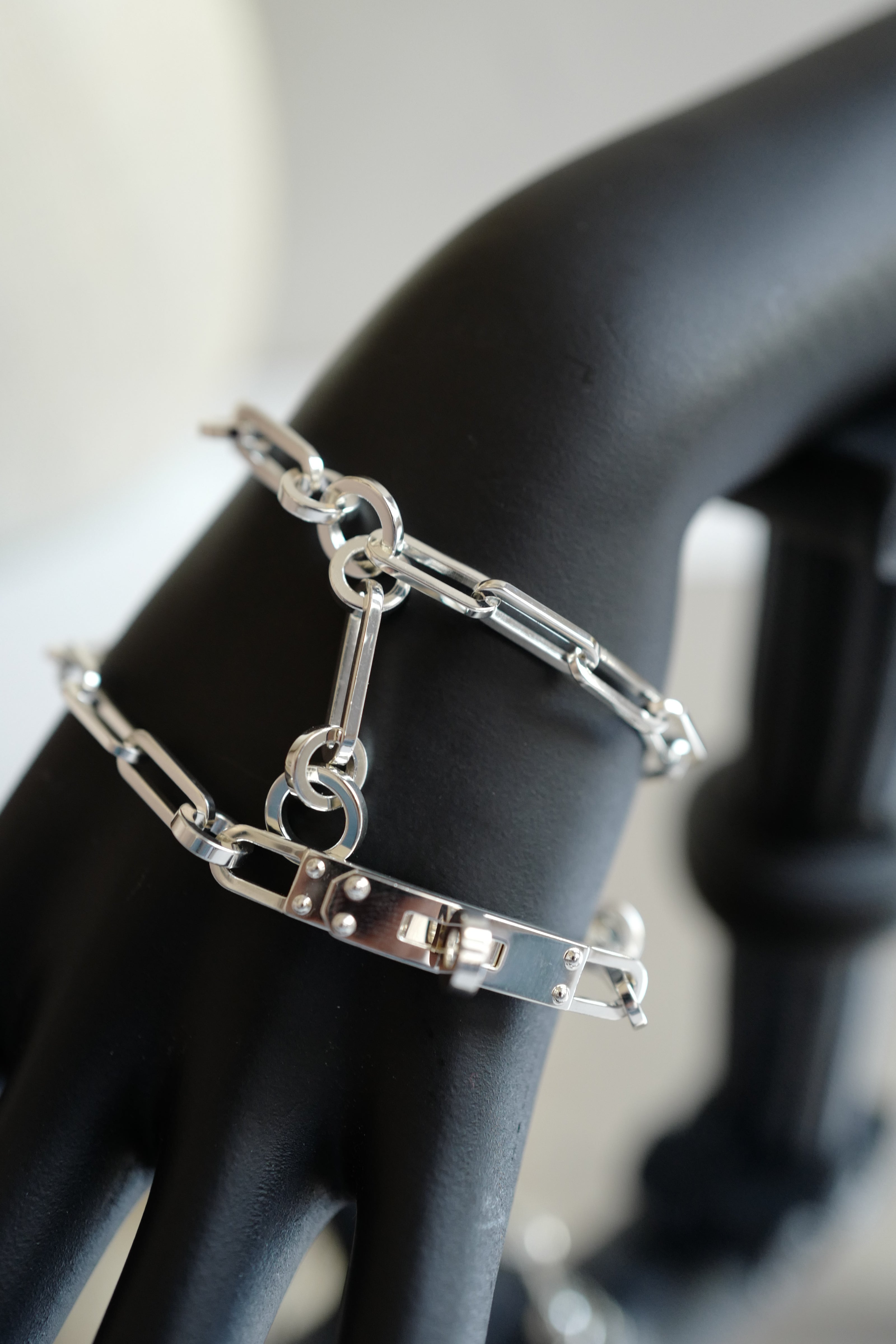 NEW Hermès Kelly Chaine Double Bracelet/Choker in Sterling Silver – Size 17
