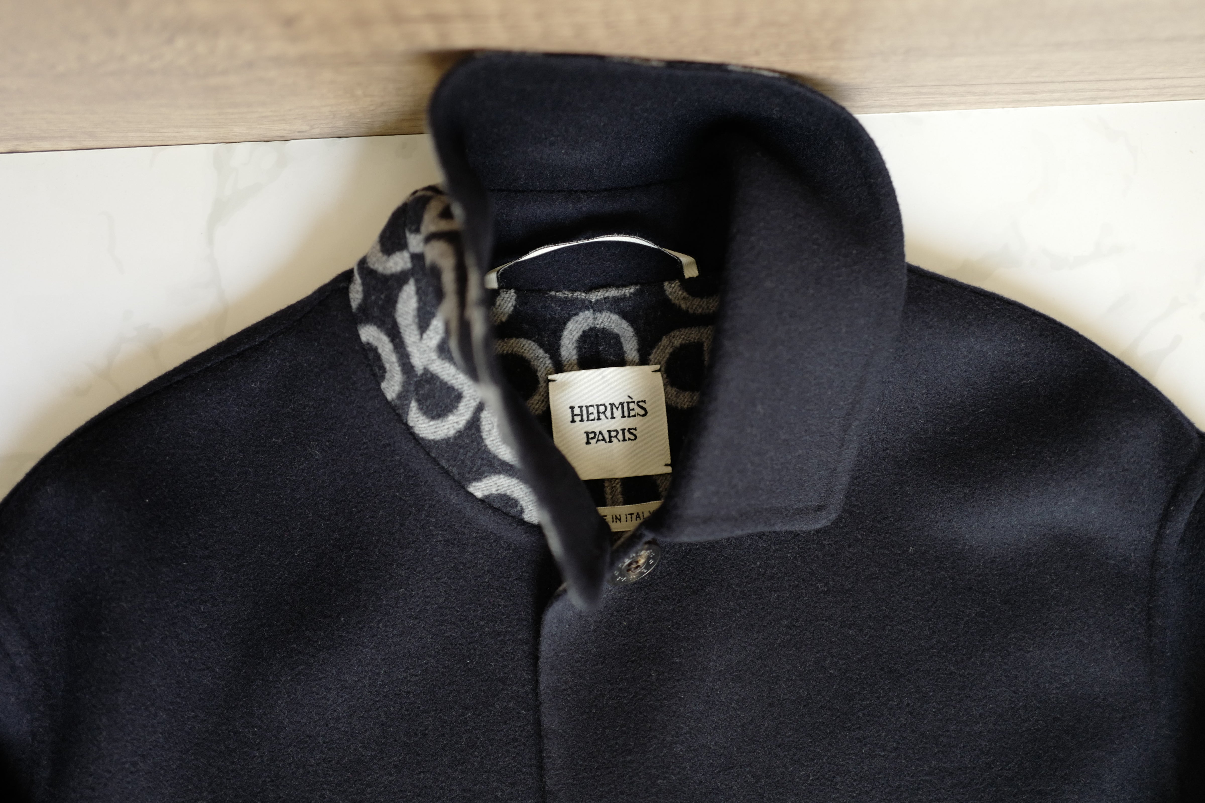 NEW Hermes Chaine d'Ancre Double Cashmere Long Coat in Bleu Marine size 36